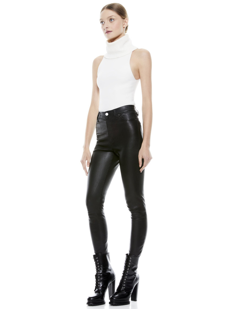 MIKAH SINGLE BUTTON LEATHER PANT 6