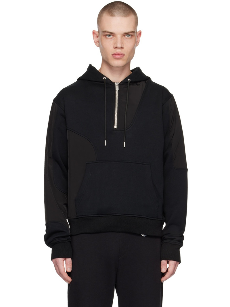 Black Paneled Hoodie - 1