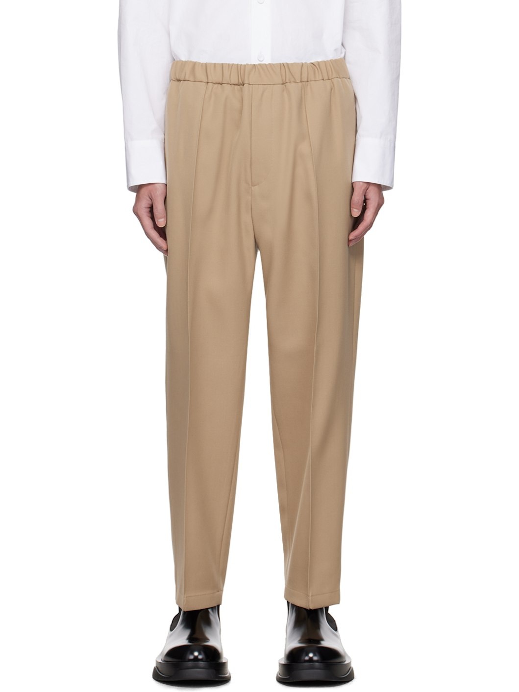 Beige Tapered Trousers - 1