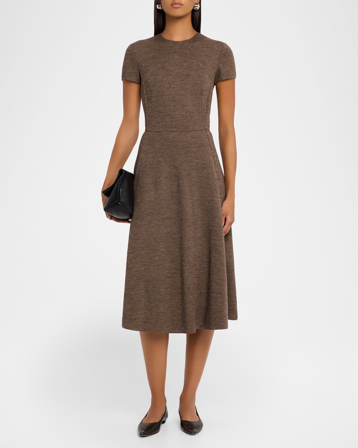 Tickweave Jersey Short-Sleeve Midi Dress - 2
