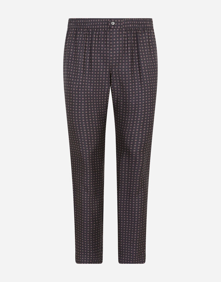 Silk pajama pants with tie print - 3