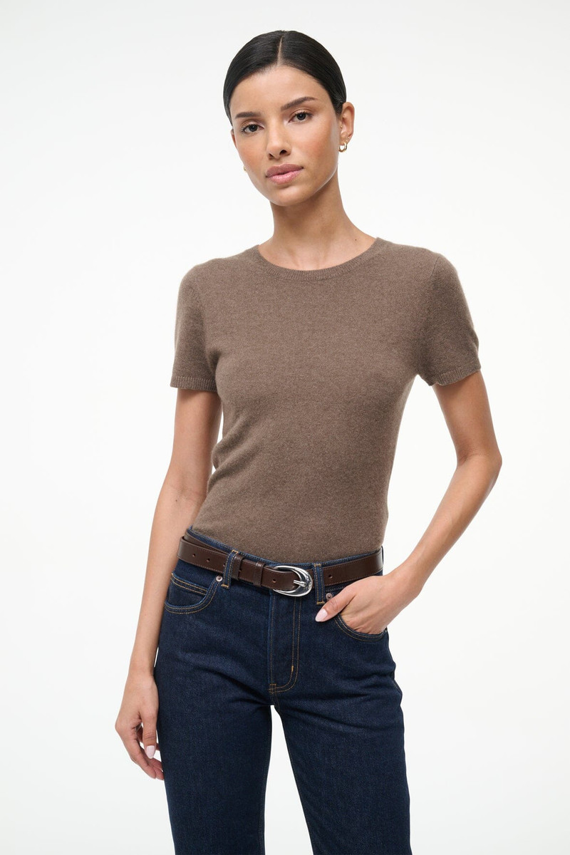 STAUD EASY CASHMERE TEE TRUFFLE 1