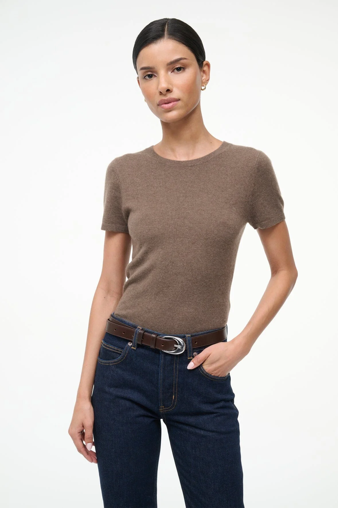 STAUD EASY CASHMERE TEE TRUFFLE - 1