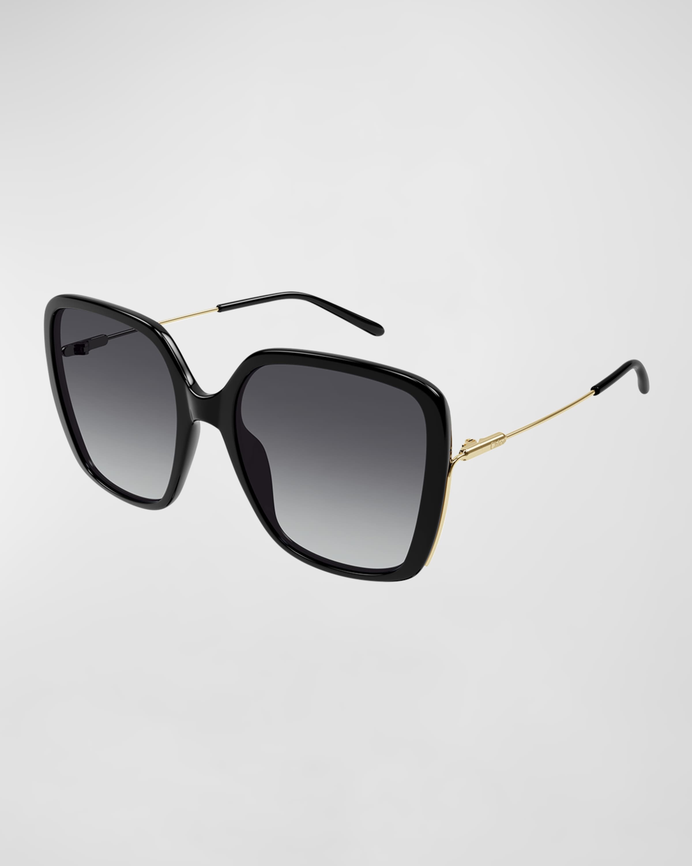 Square Acetate and Metal Sunglasses - 1