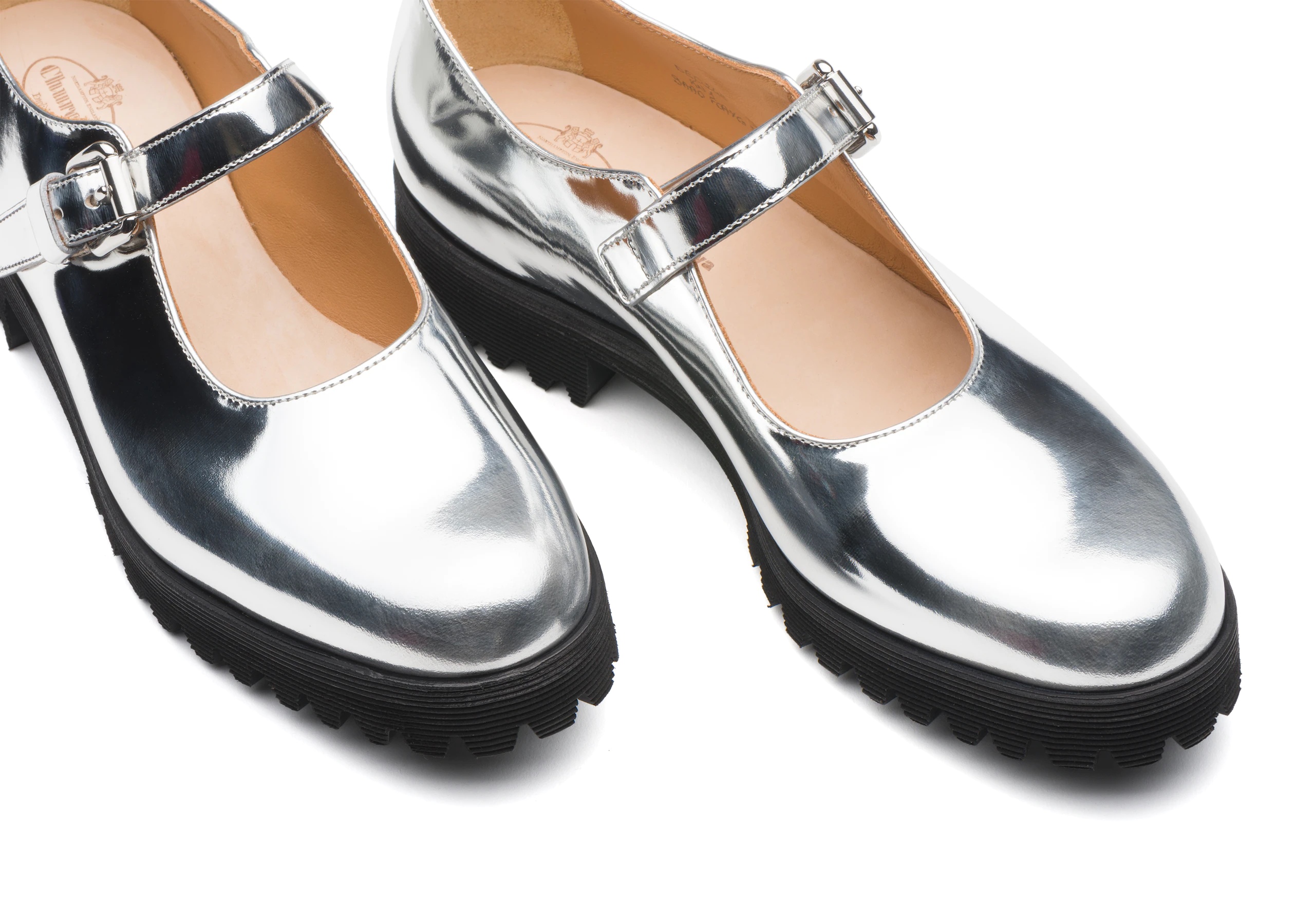 Kn1
Mirror Calf Leather Mary Jane Silver - 4