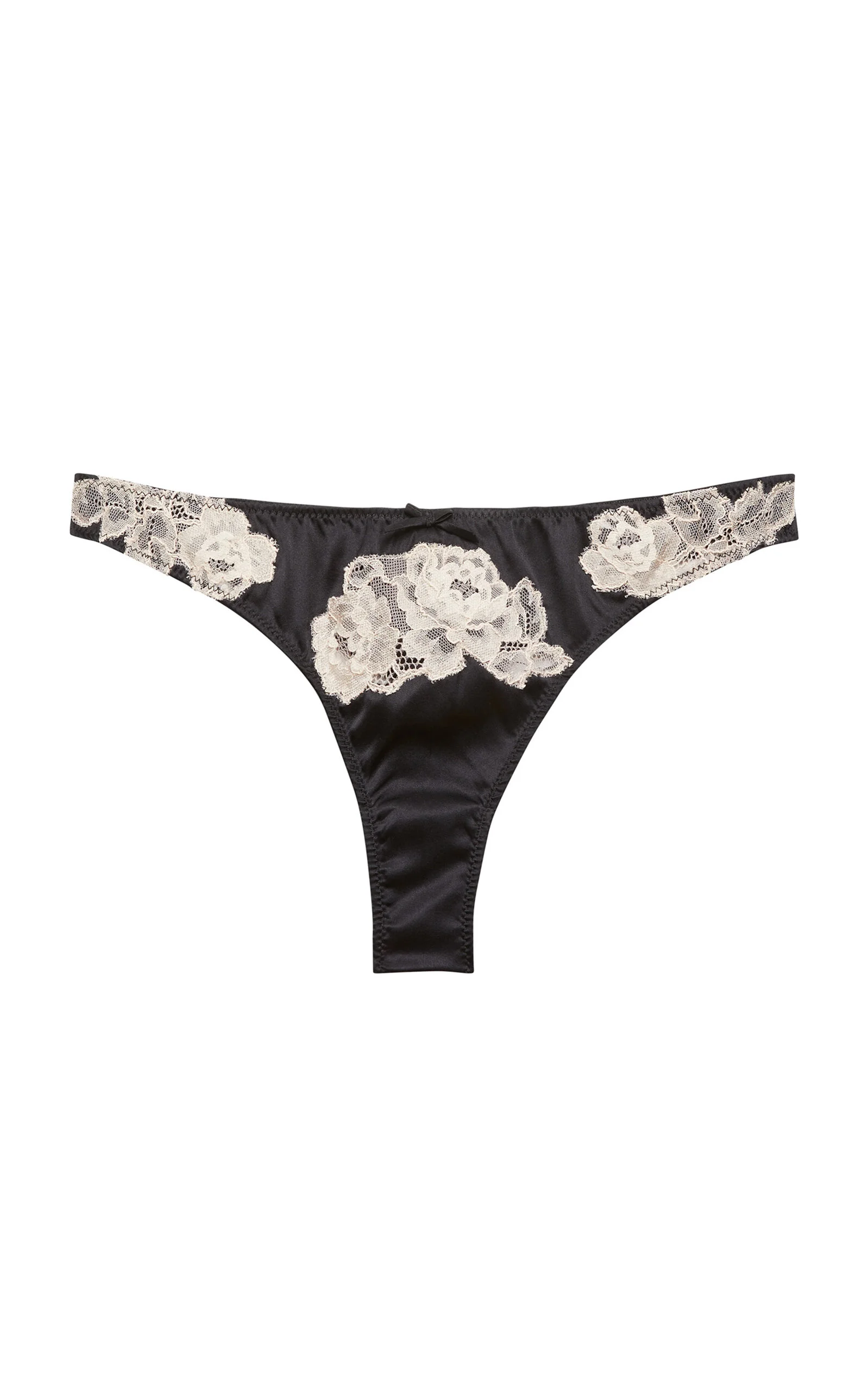 Juliet Stretch-Silk Lace Thong black - 1