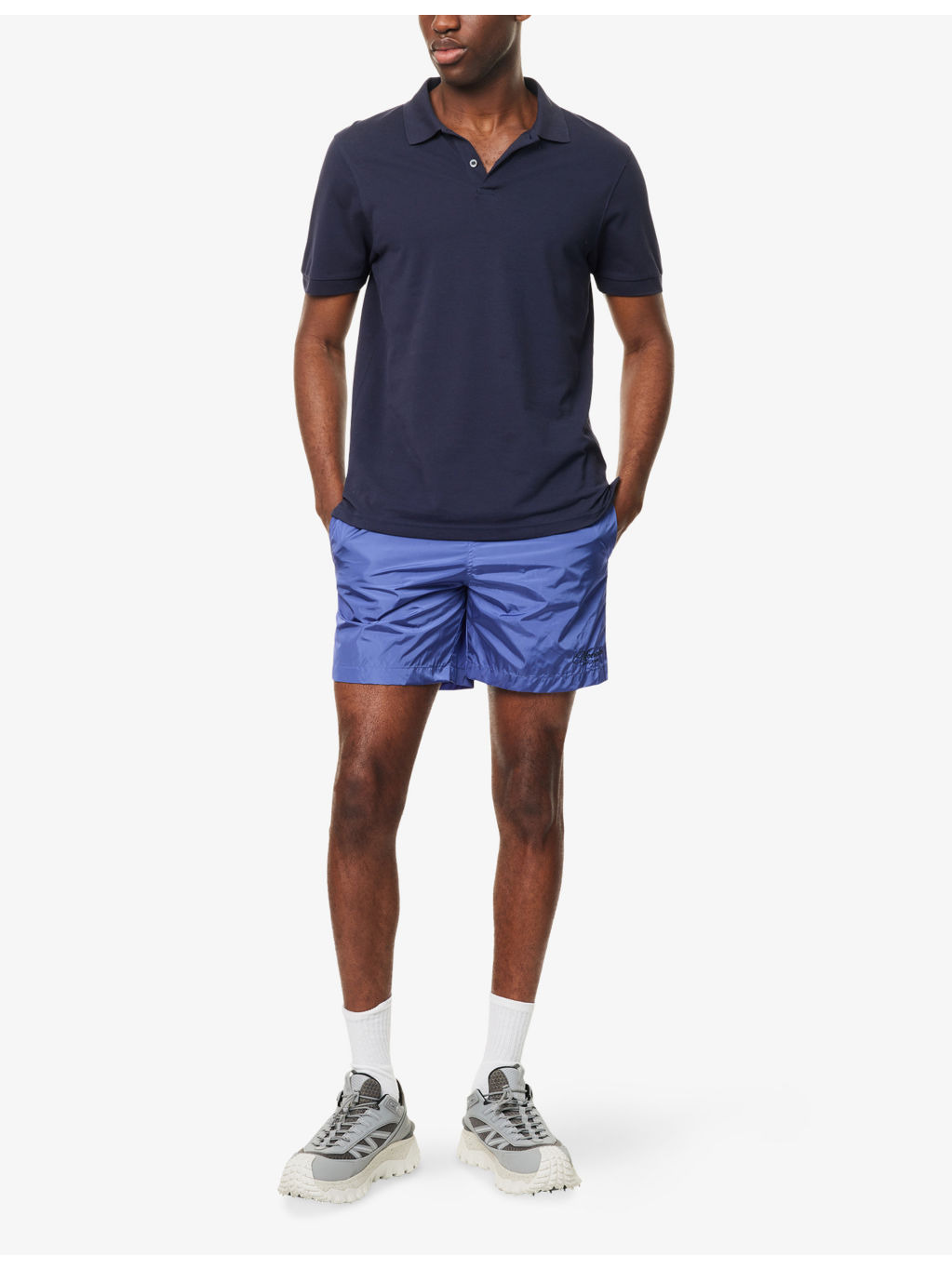 Embroidered-Script Relaxed-Fit Swim Shorts - 2