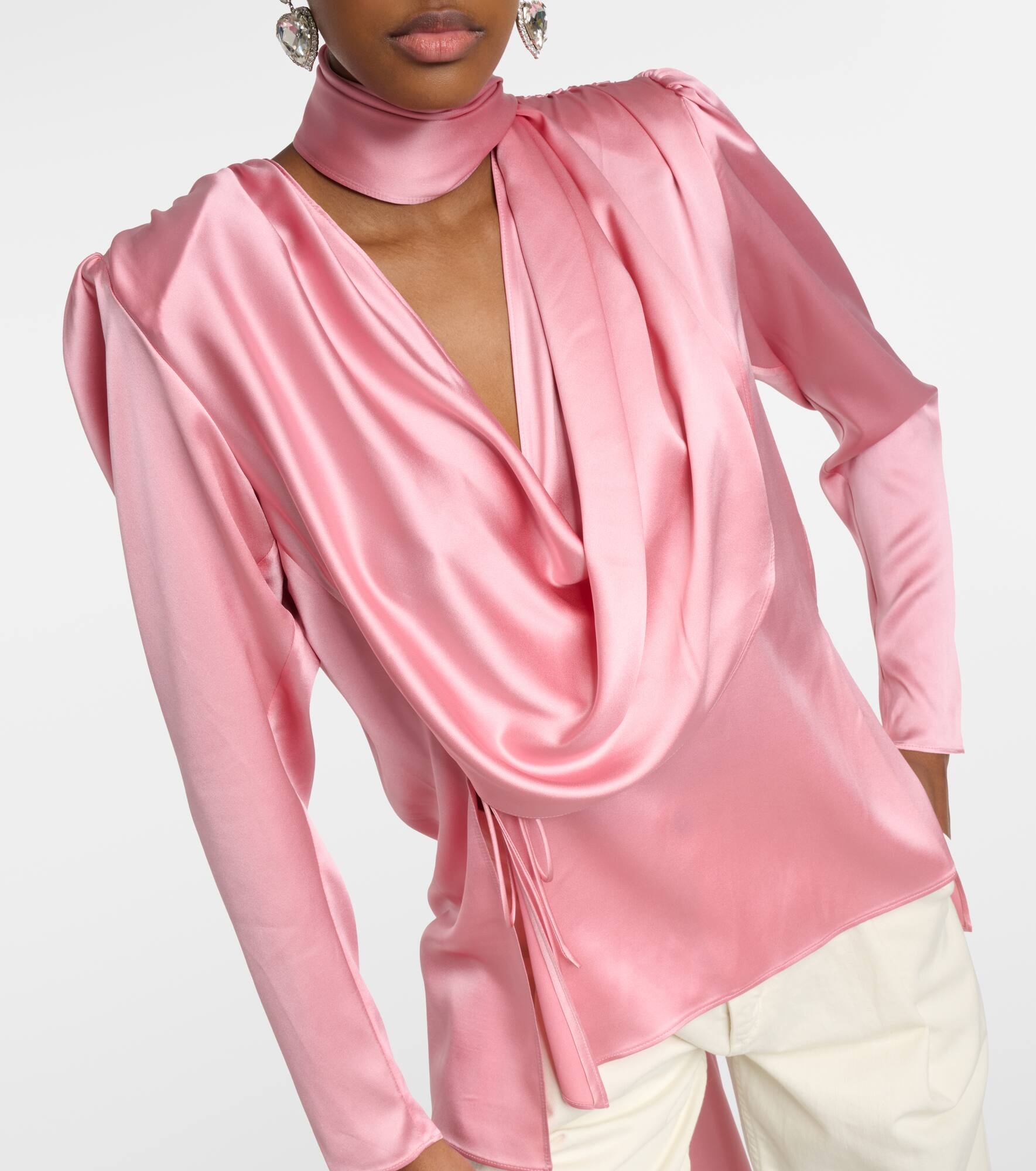 Draped silk-blend blouse - 4