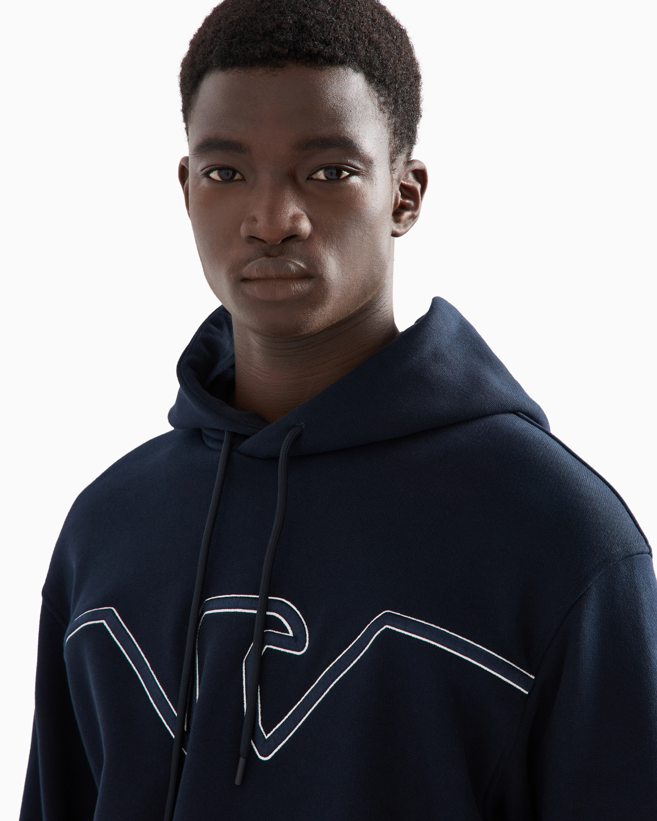 Hooded jersey sweatshirt with embossed domed logo - 5
