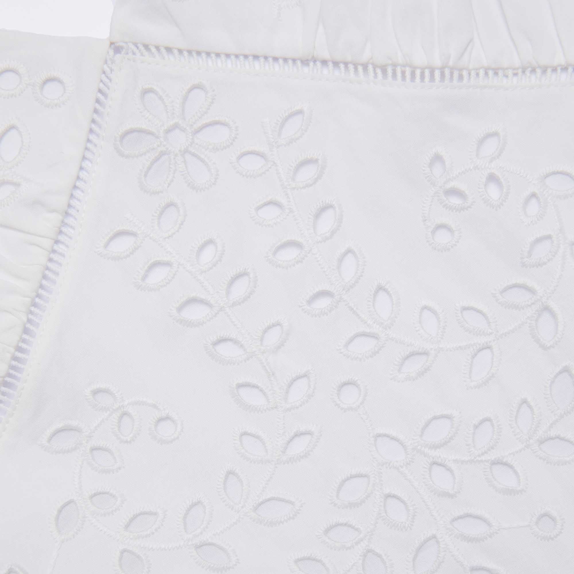 White Cotton Embroidered Maxi Dress - 5