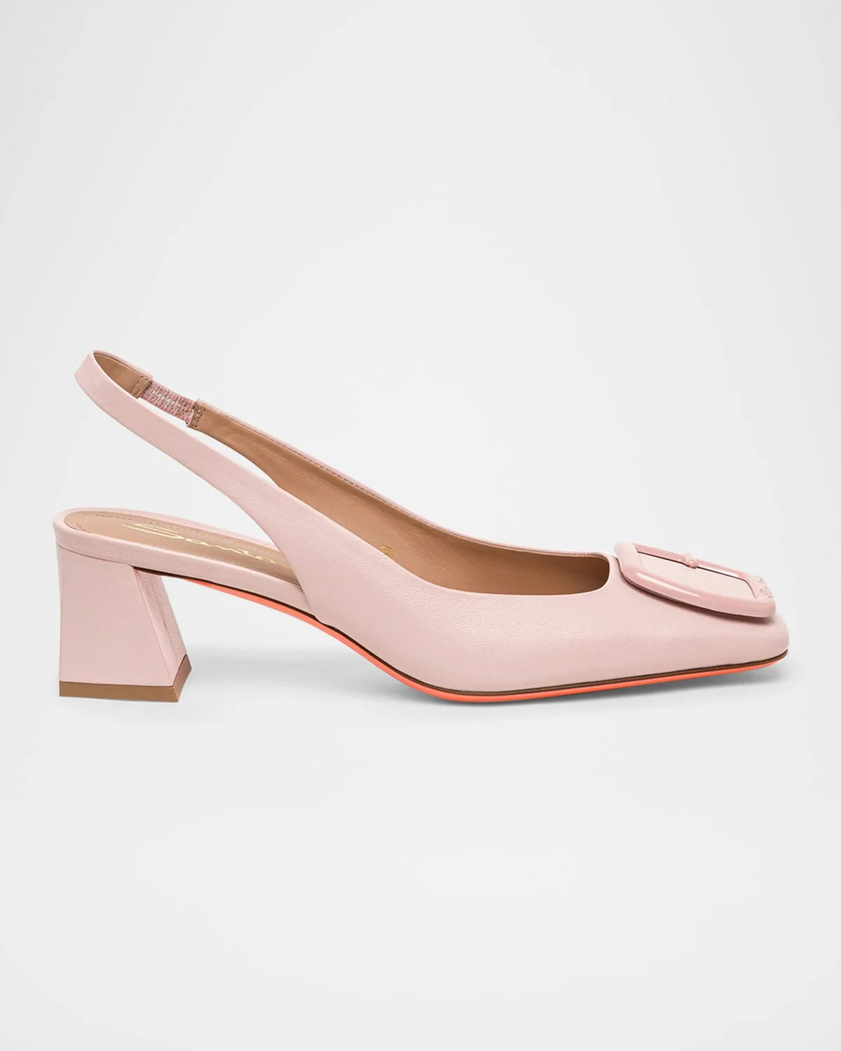 Lemon Leather Buckle Slingback Pumps - 1