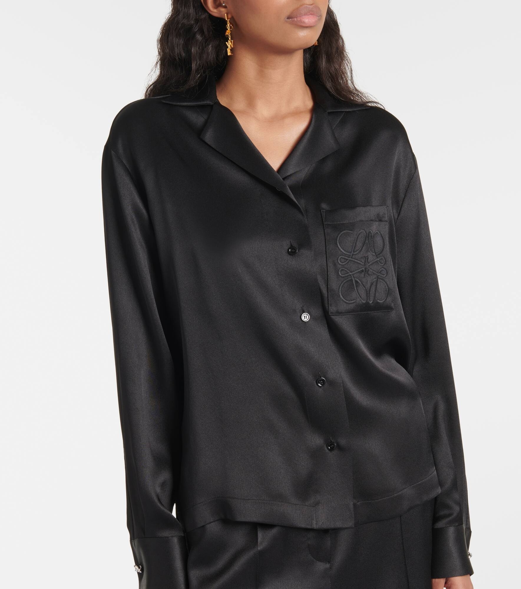 Anagram silk satin shirt - 6