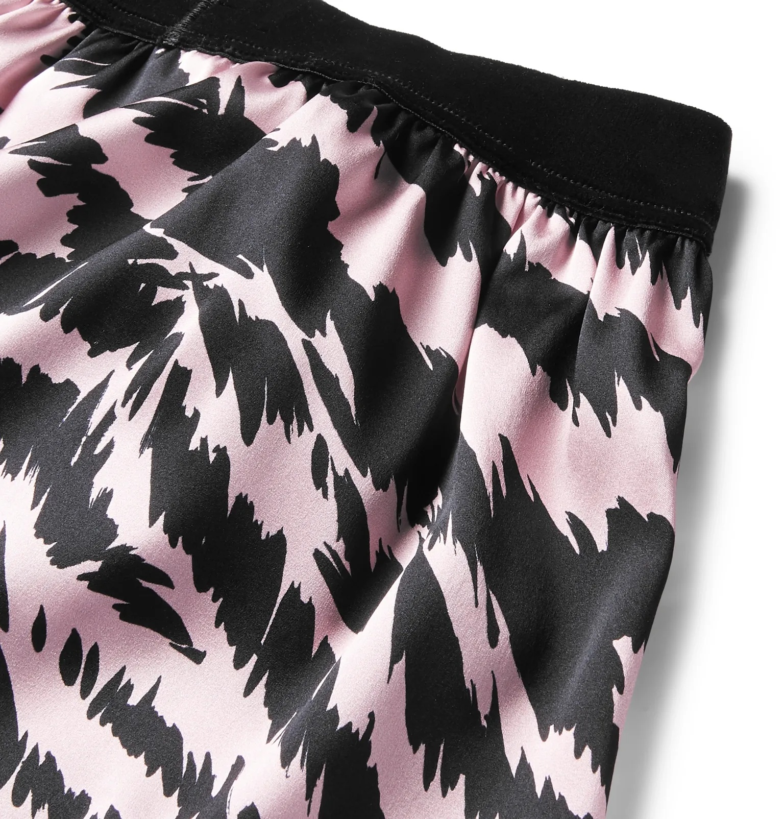 Velvet-Trimmed Zebra-Print Stretch-Silk Satin Boxer Shorts - 4