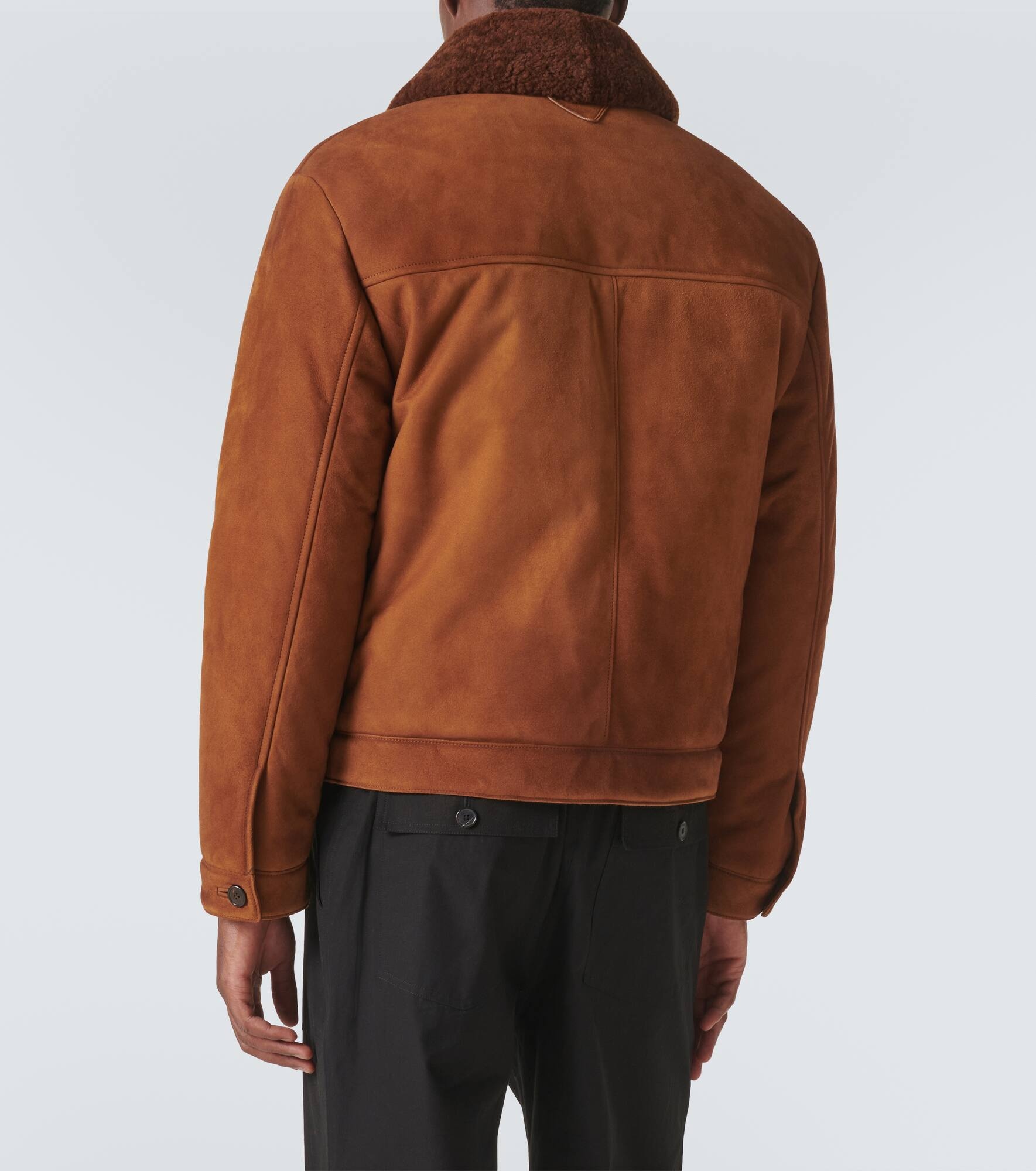 Shearling-trimmed suede jacket - 4