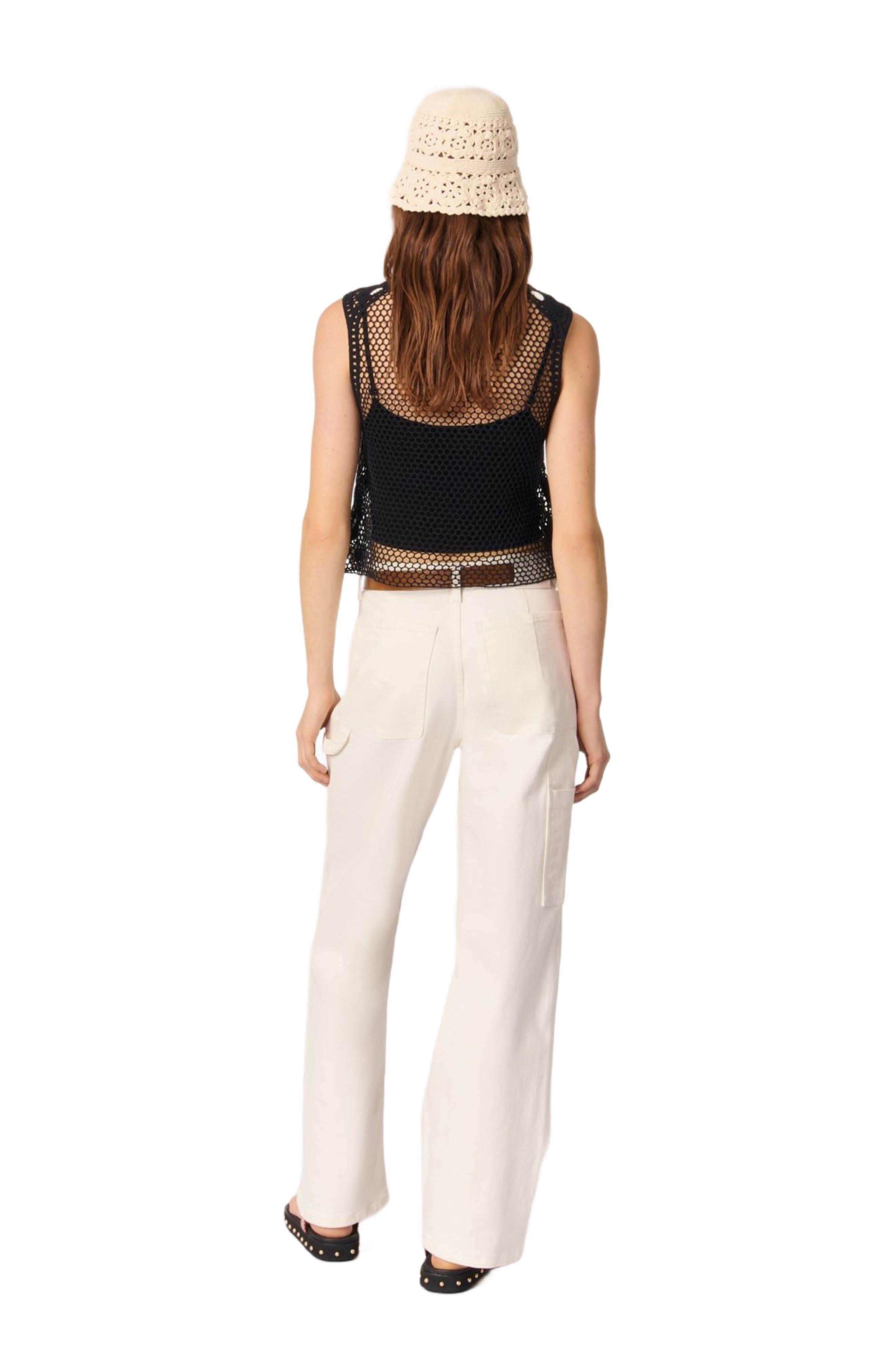 maje Floral crochet top in Black /White at Nordstrom - 3
