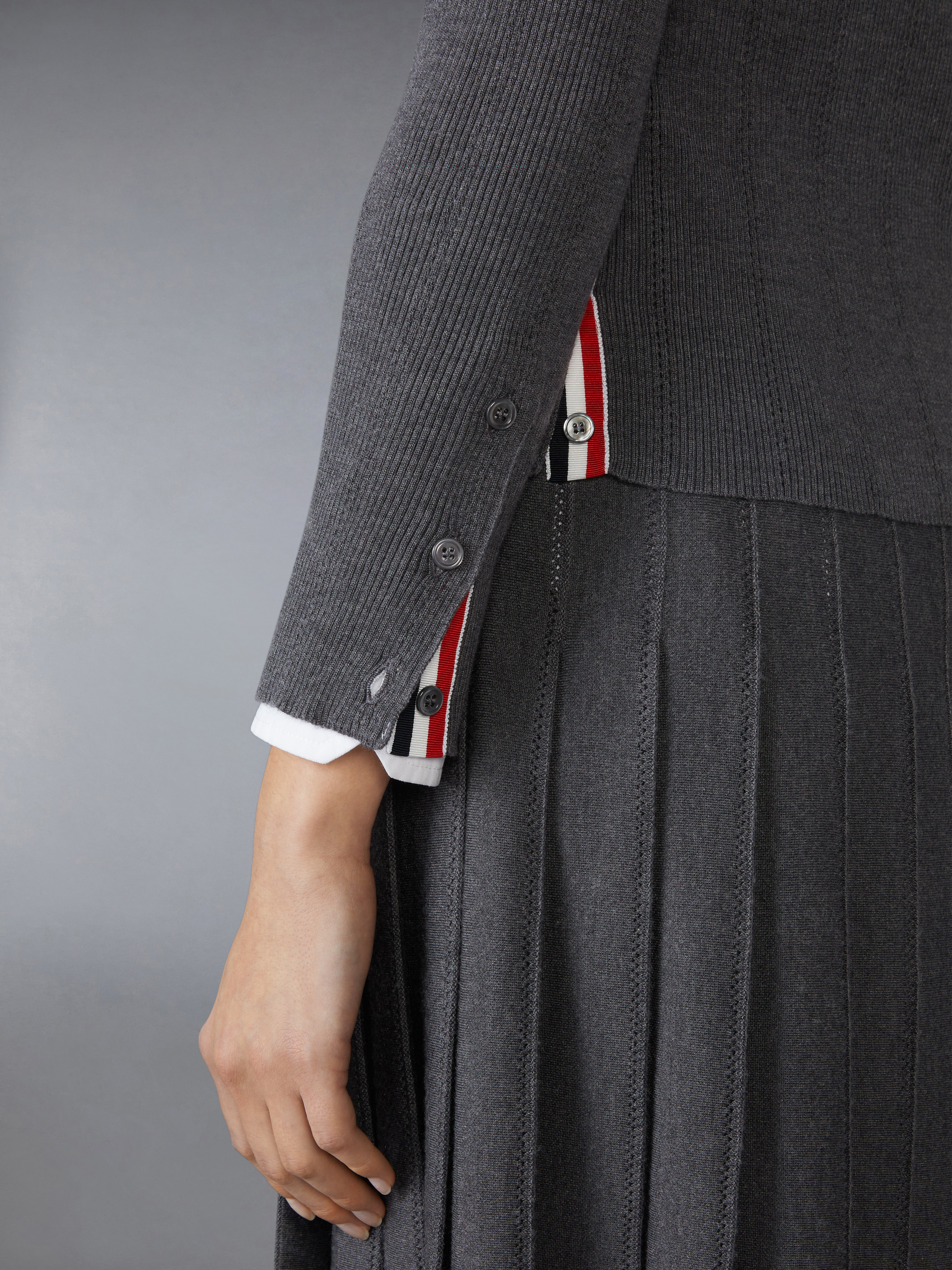 WOOL SILK POINTELLE V NECK CARDIGAN - 5