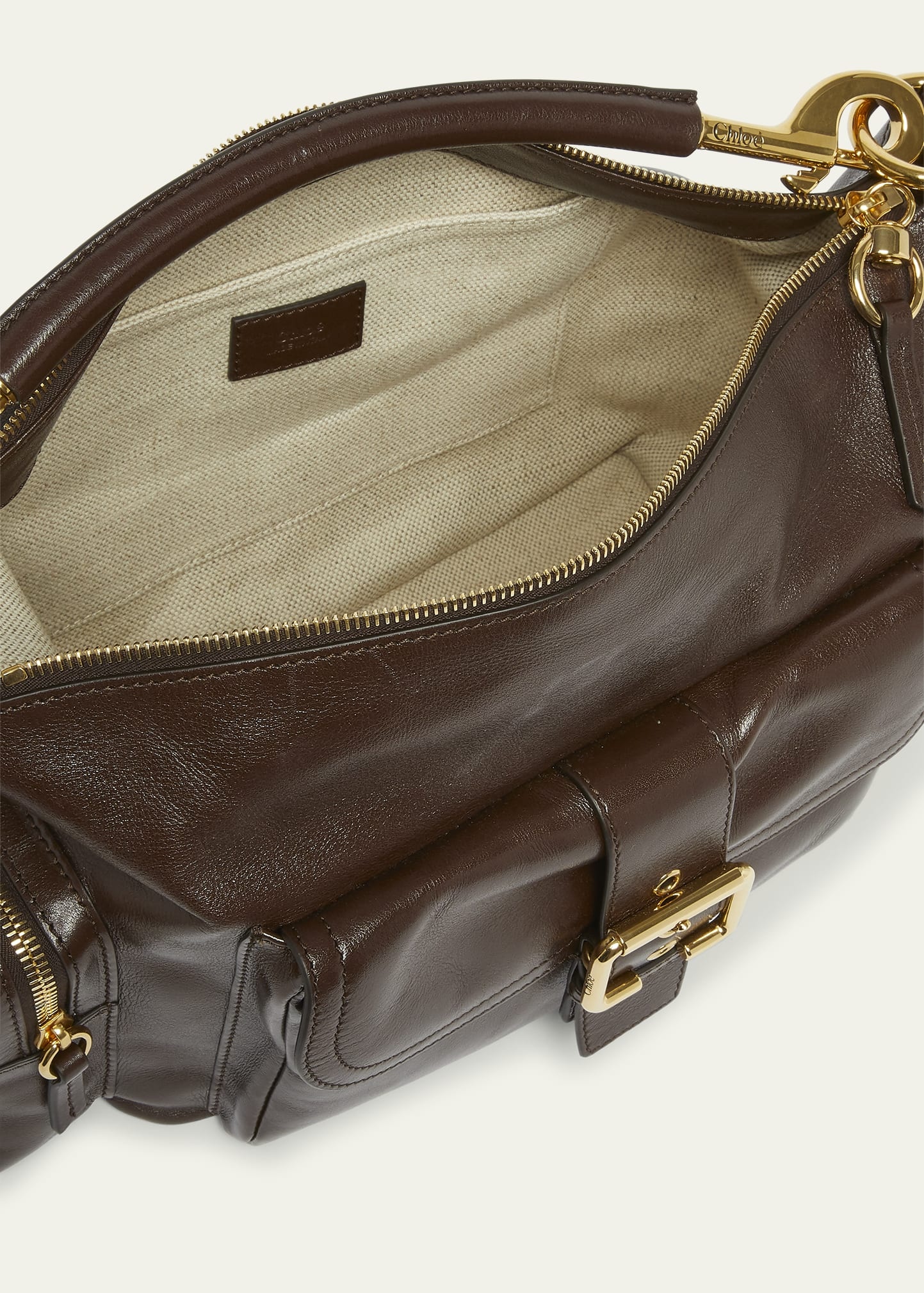 Camera Bag Medium in Natural Shiny Calfskin - 4