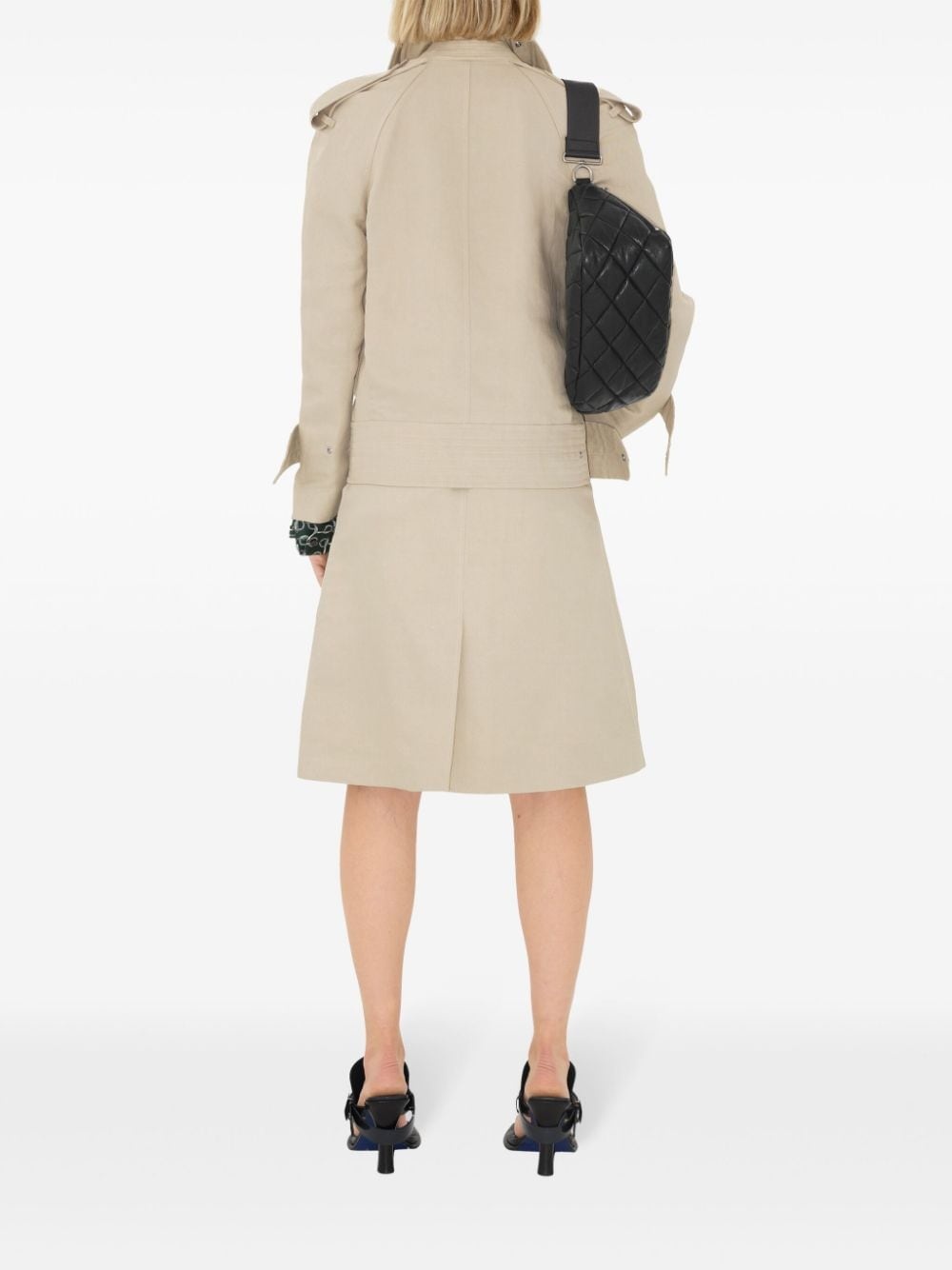 off-centre canvas trench jacket - 4