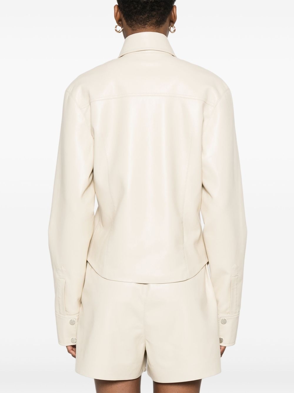 faux-leather shirt jacket - 4