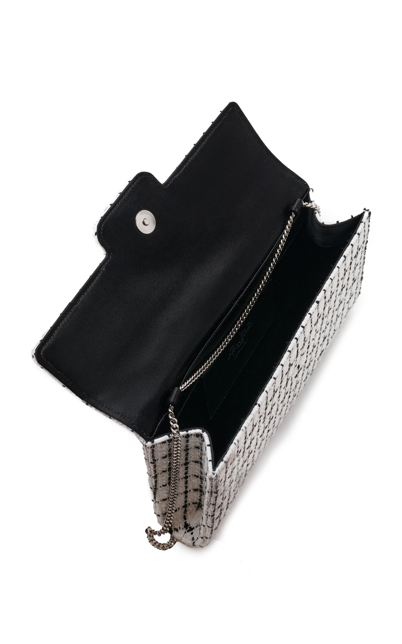 Flower-Buckle Tweed Clutch white - 7