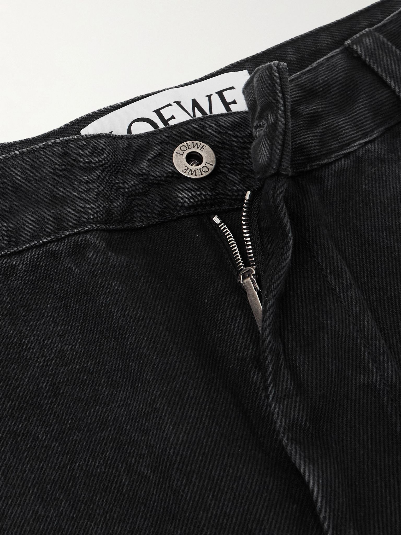 Anagram Baggy appliquéd high-rise wide-leg jeans Black - 4