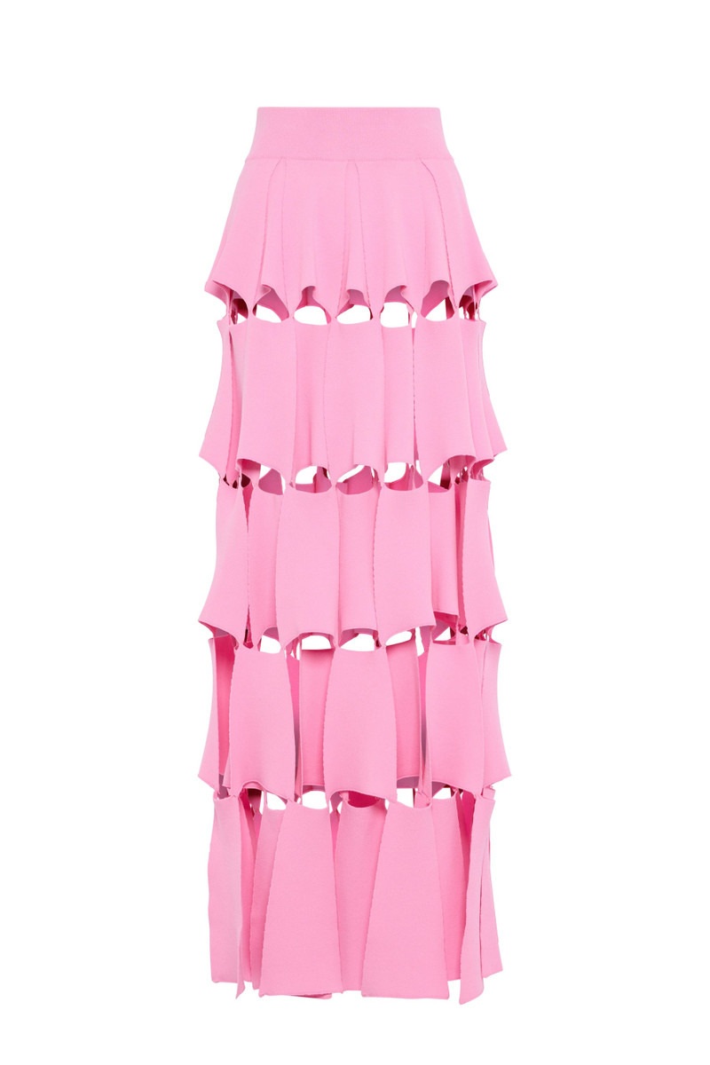 A.W.A.K.E. MODE KNITTED MULTI TRAPEZE SKIRT PINK outlook