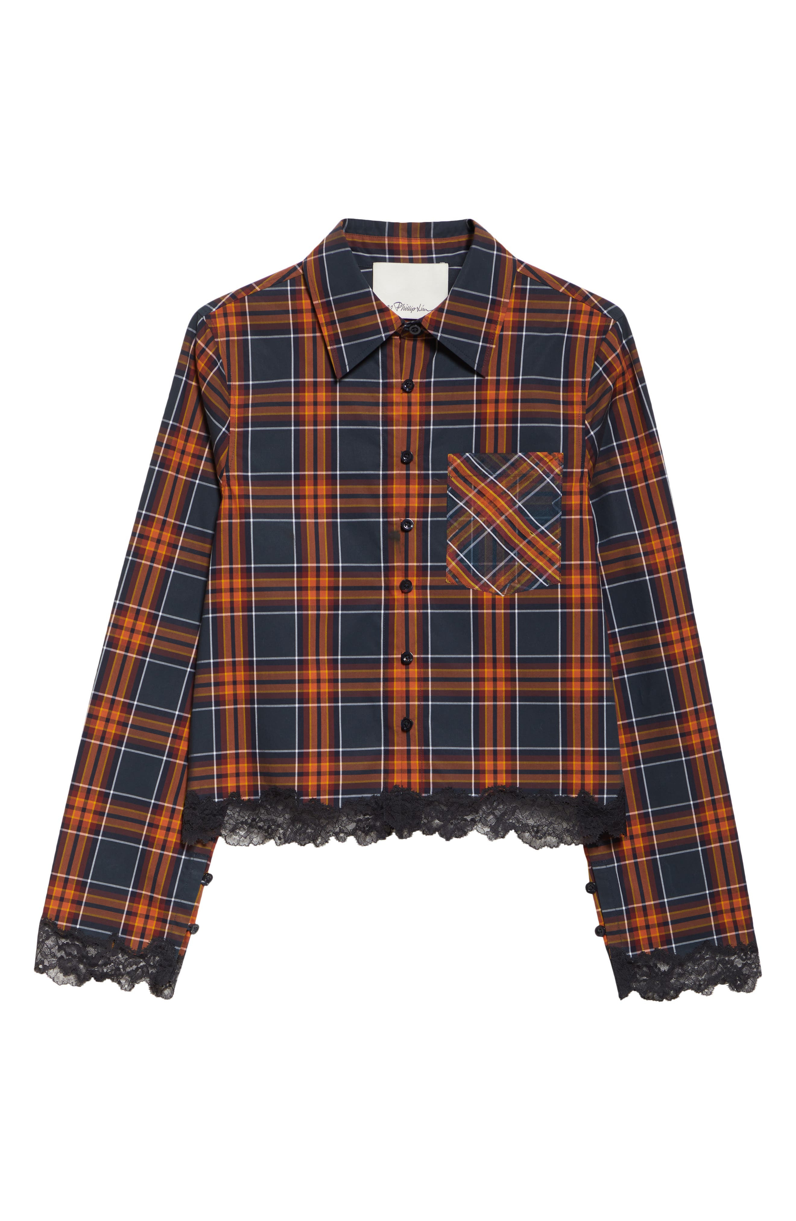 3.1 Phillip Lim Lace Hem Crop Shirt in Dusk Multi at Nordstrom - 5