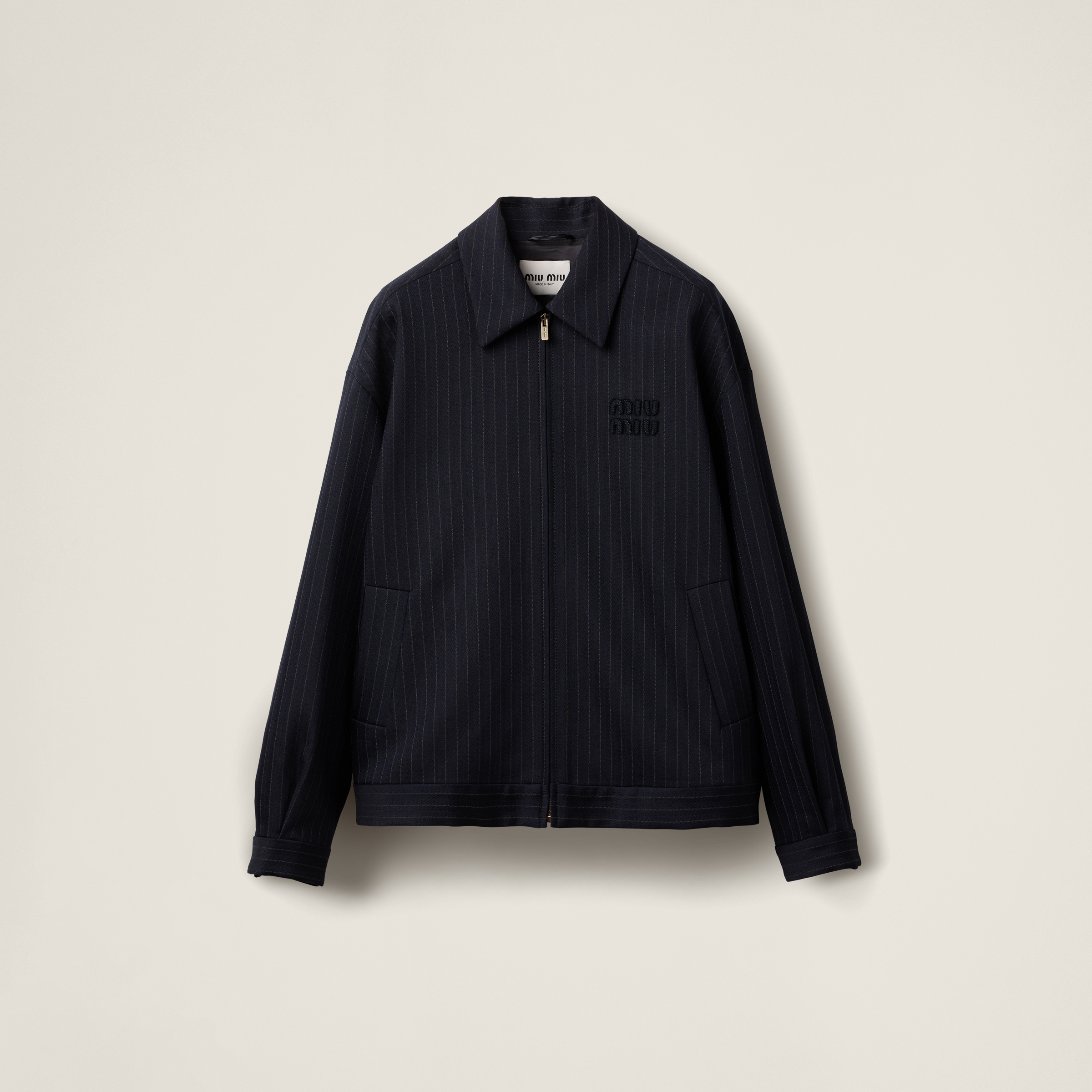 Pinstripe blouson jacket - 1