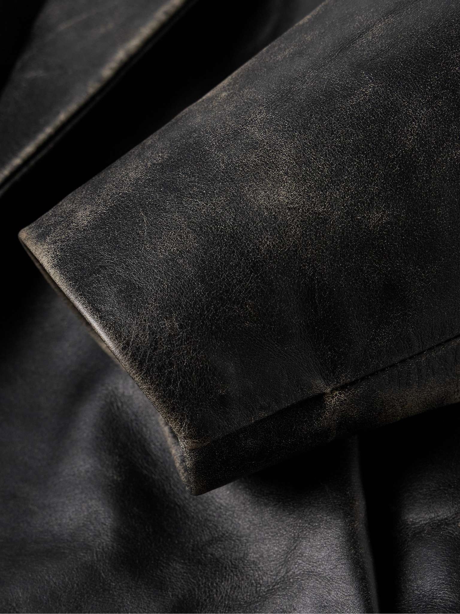 Distressed Pleated Leather Jacket - 5