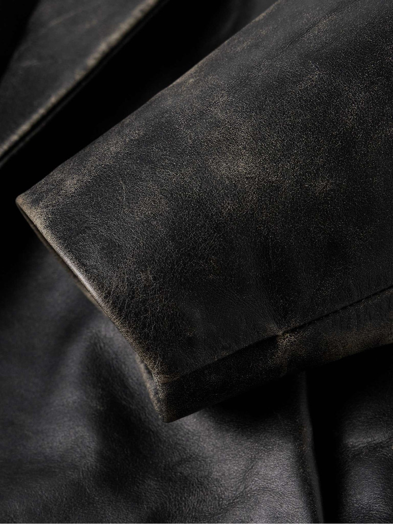 Distressed Pleated Leather Jacket 5