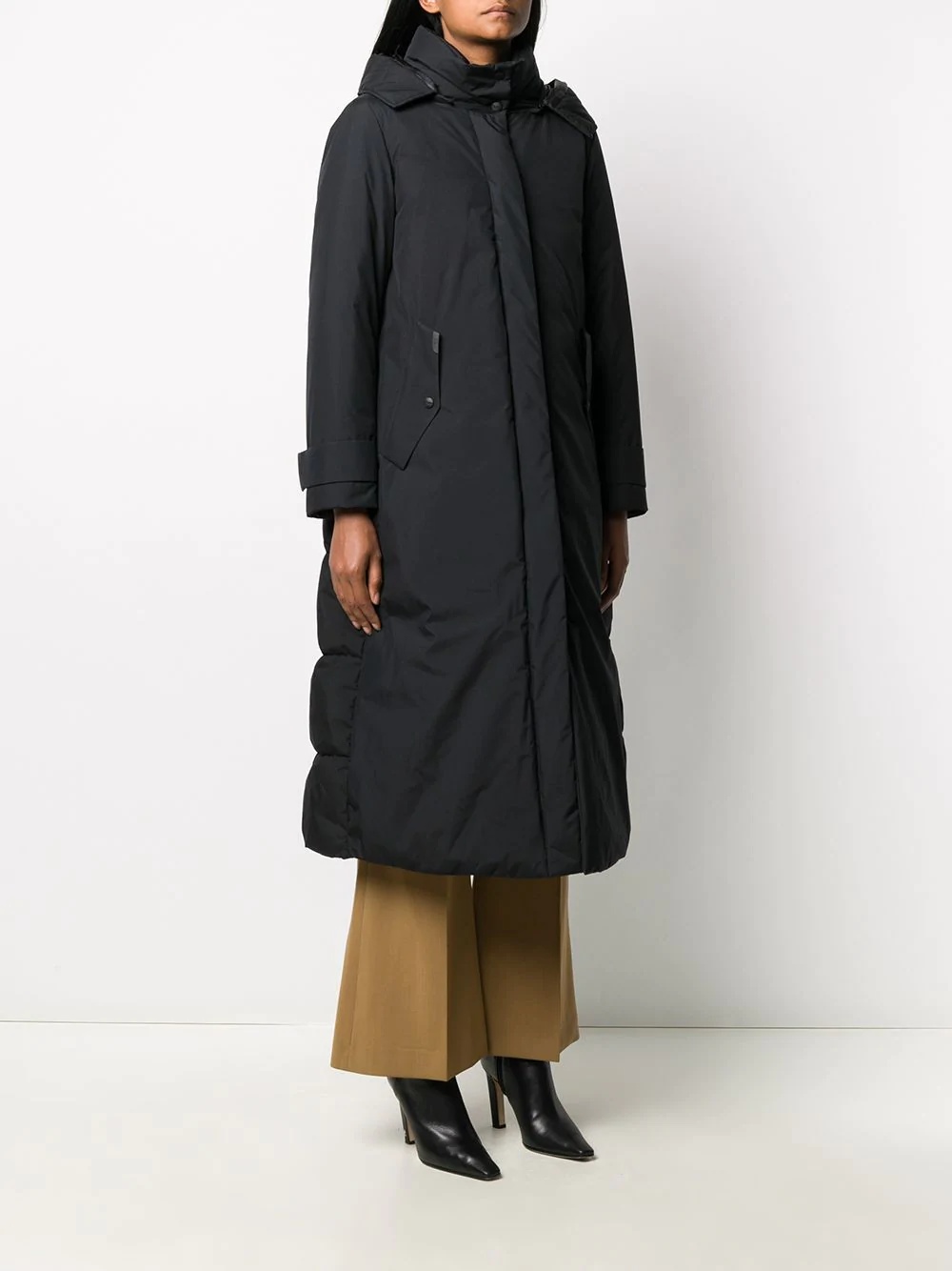 flared hooded coat - 3