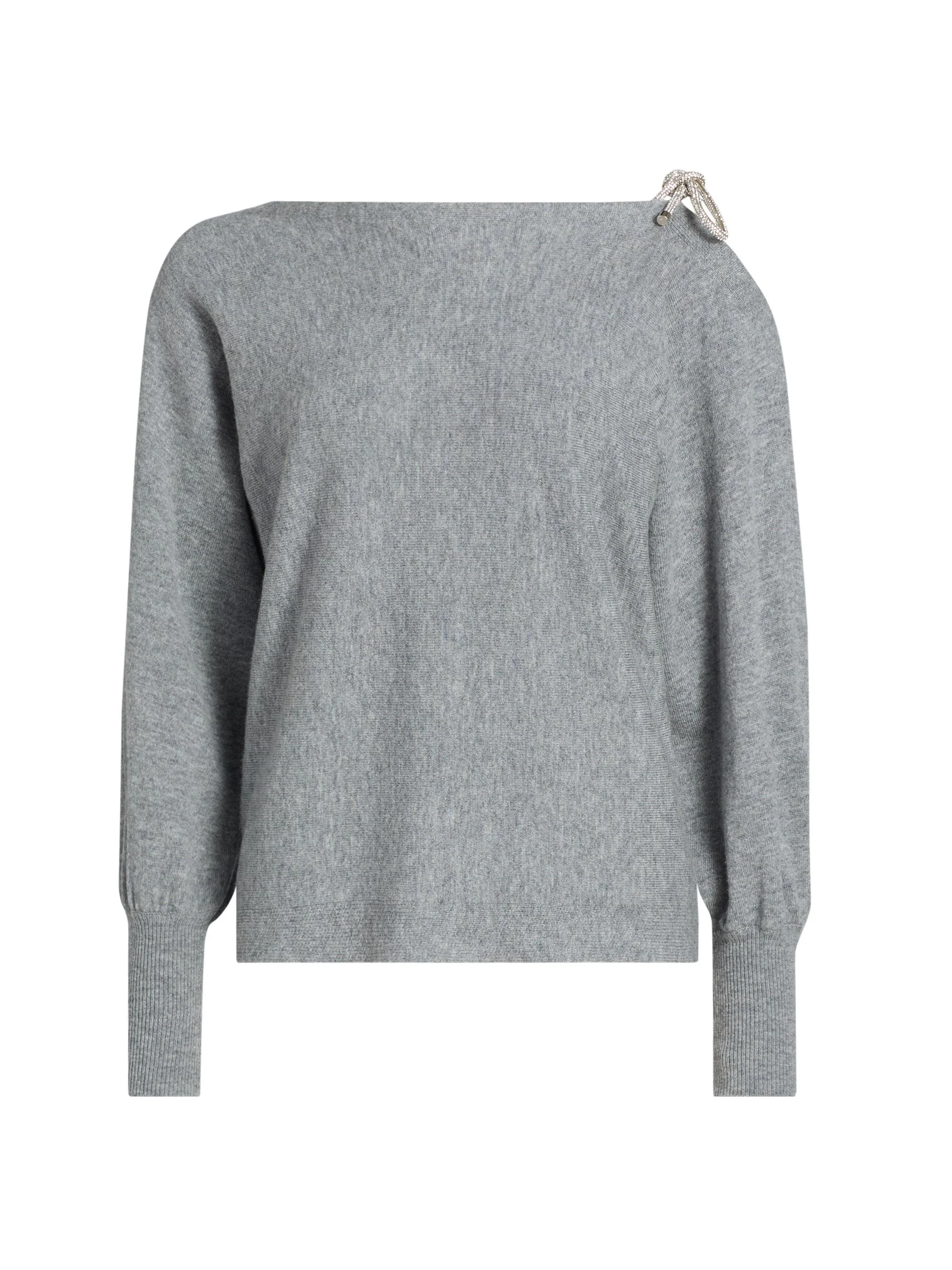 Women's Ida Ots Embellished-Tie Sweater - Grey Heather - 1