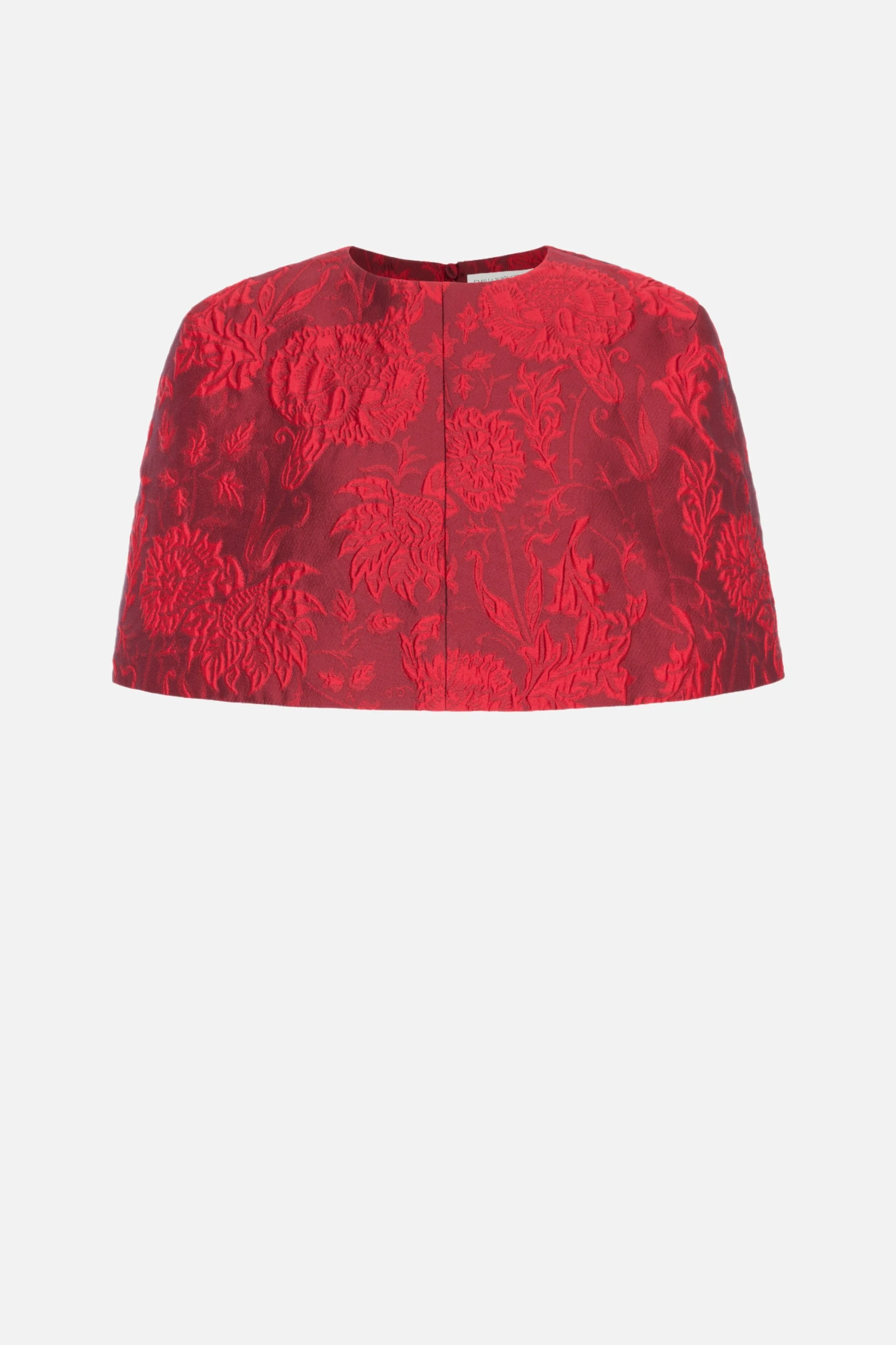 Virginie Cape in Red Floral Cloque - 1