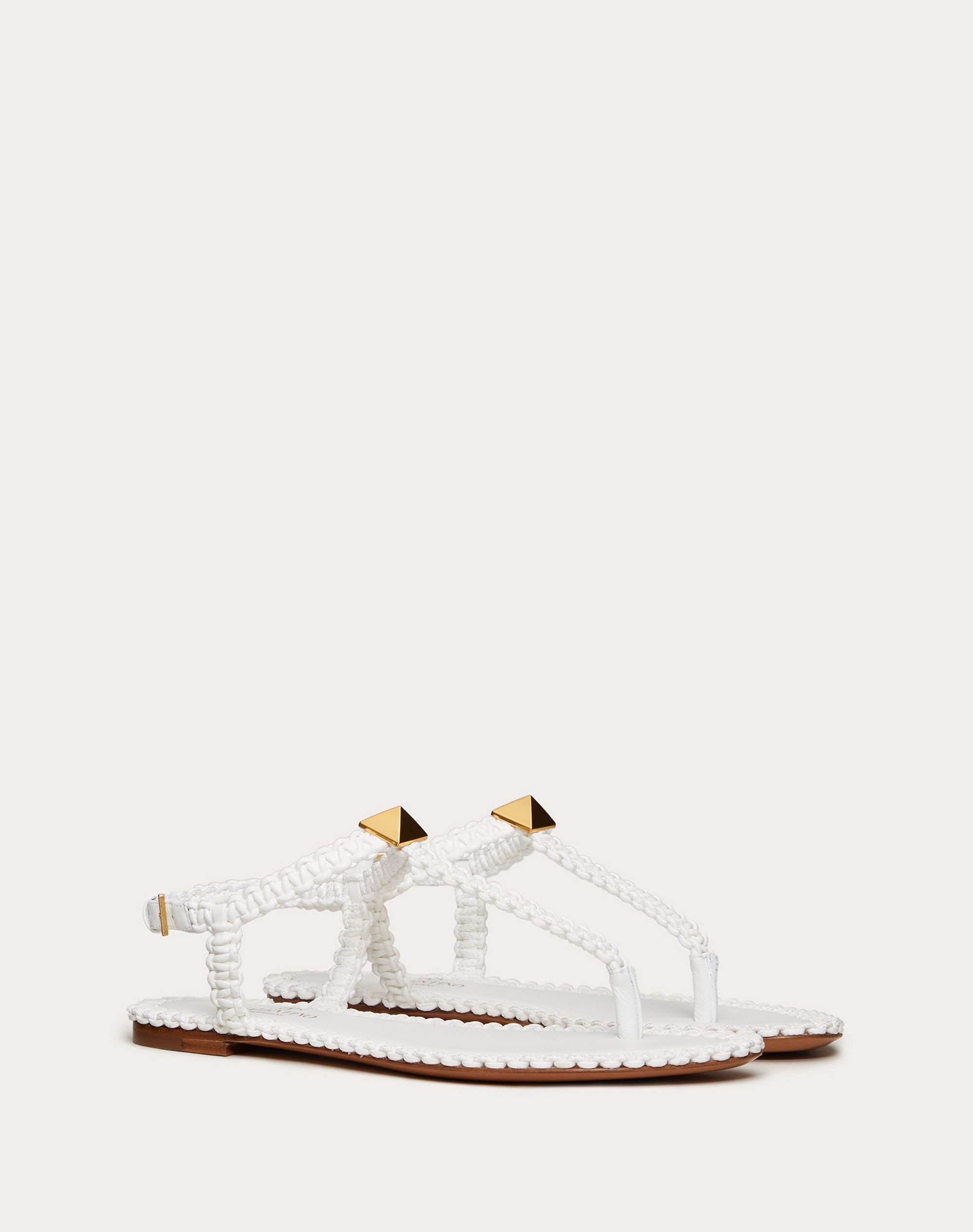 ROMAN STUD FLAT FLIP FLOP SANDAL WITH MACRAMÉ - 2