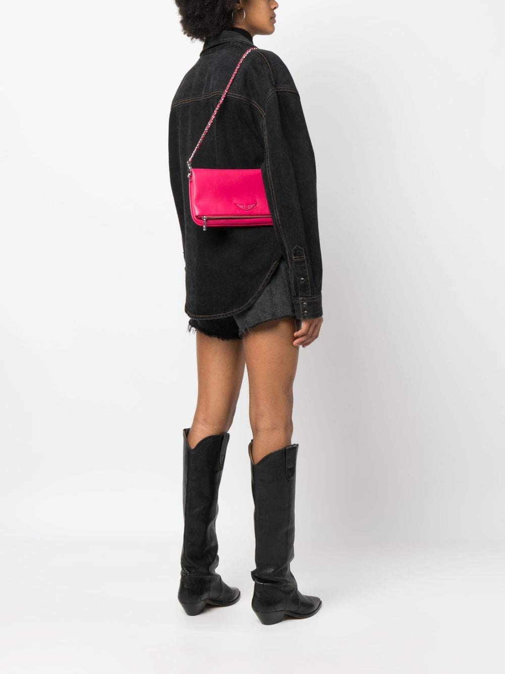 logo-plaque leather shoulder bag - 2