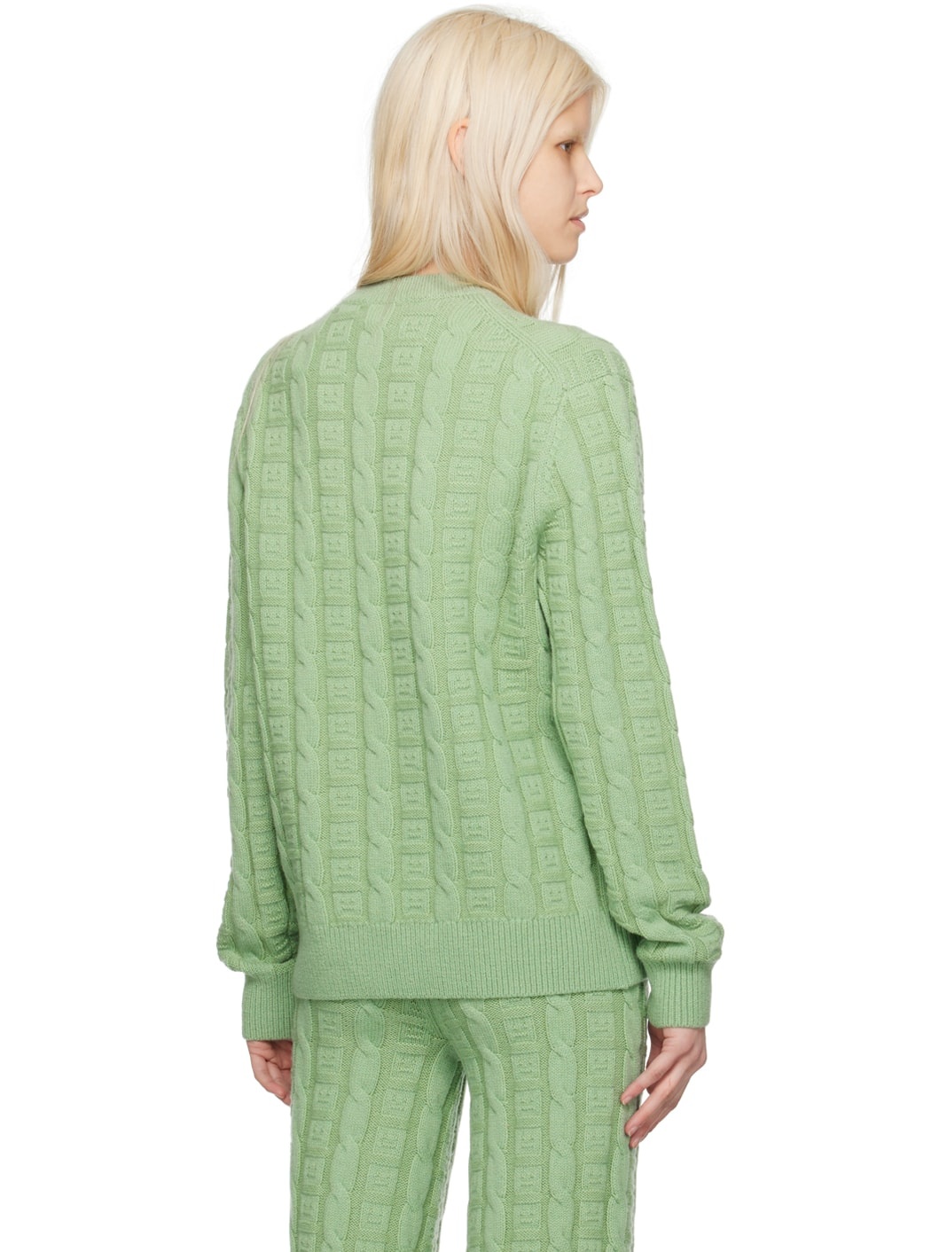 Green Cable Knit Sweater - 3