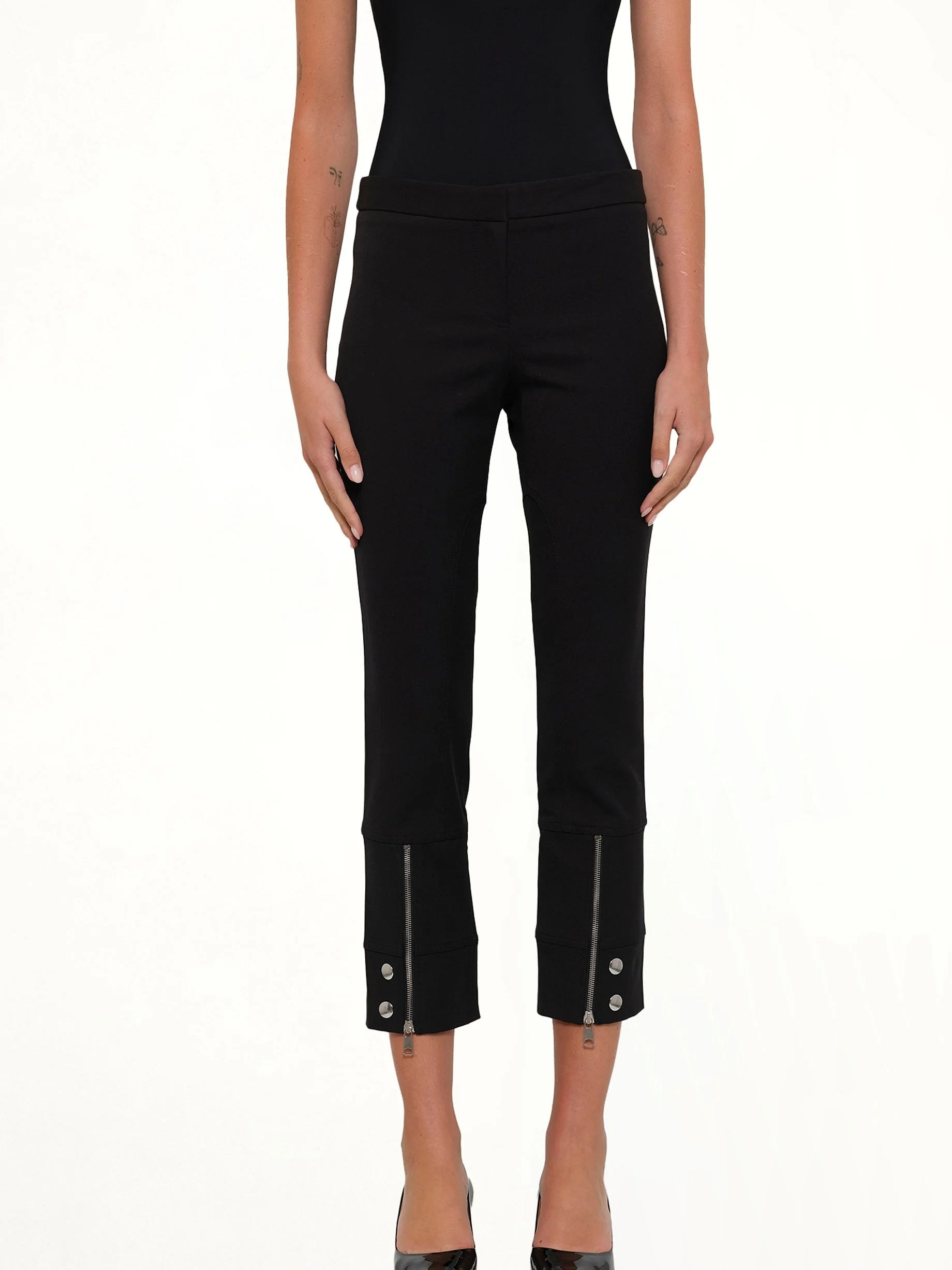 Fitted Zip Pants in Black - 1