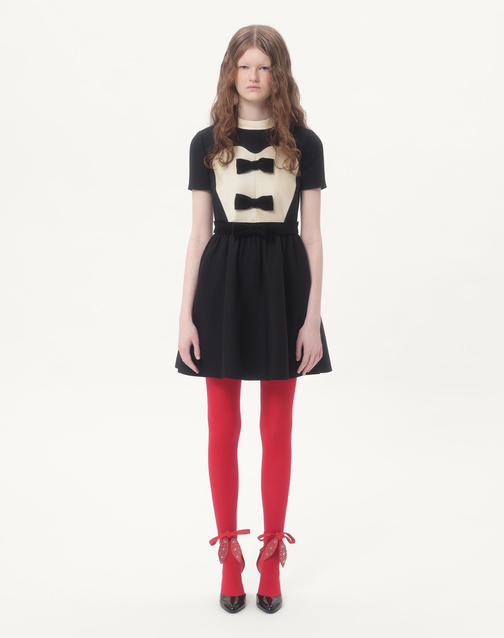 CREPE COUTURE SHORT DRESS WITH BOWS - 6