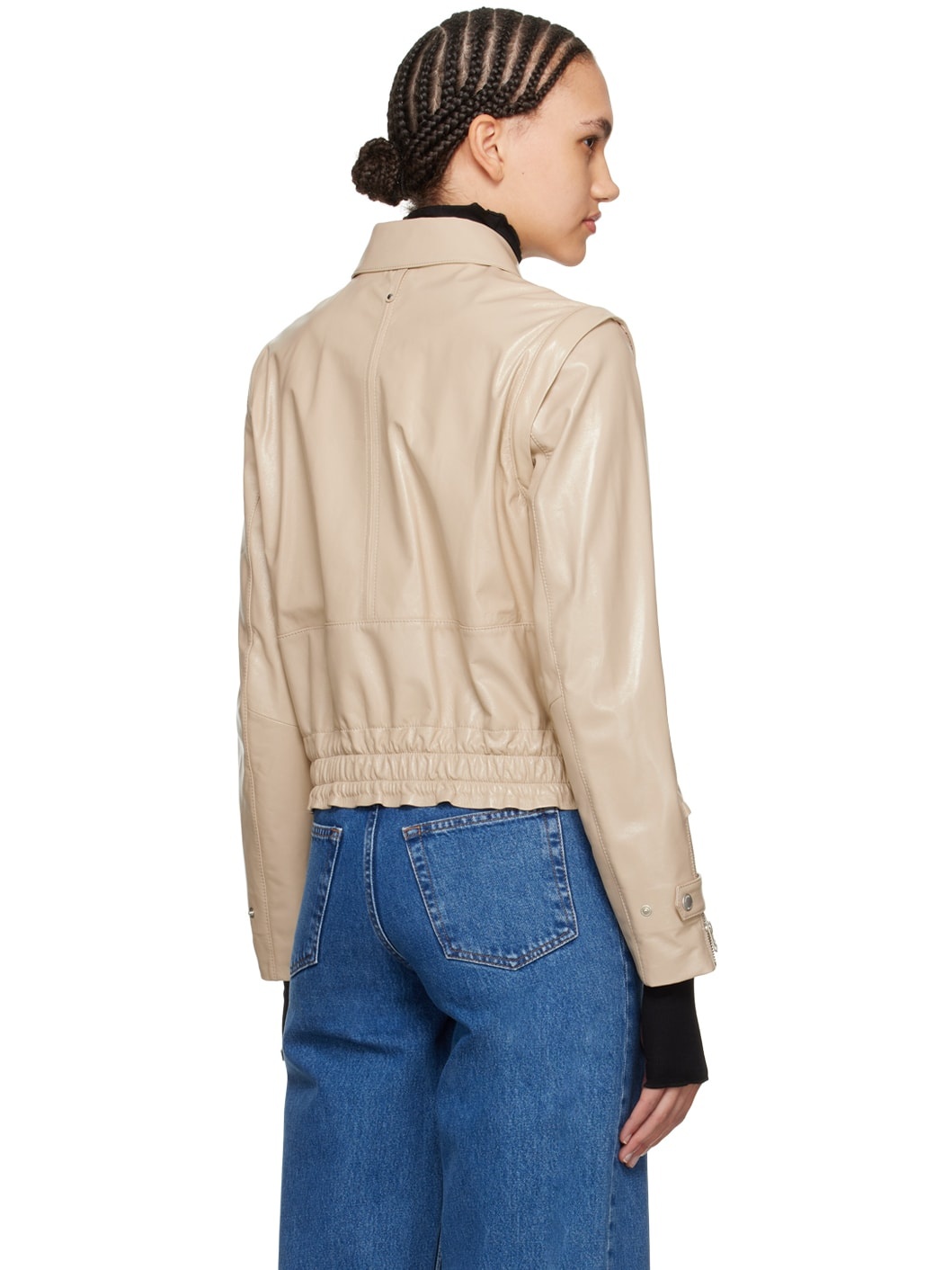 Beige Amoree Leather Jacket - 3