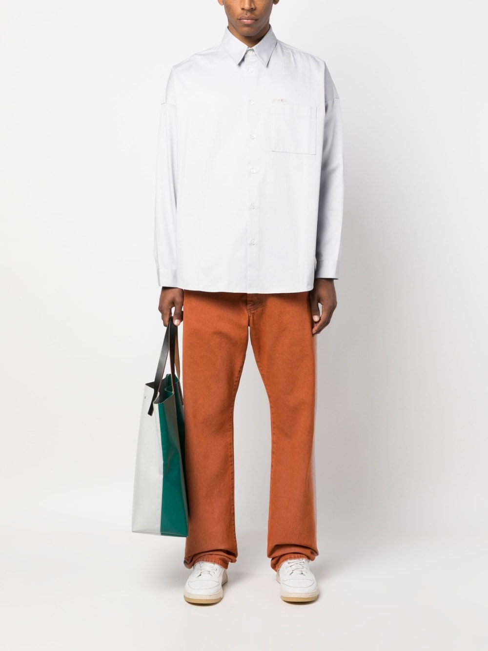 logo-embroidered cotton shirt - 2