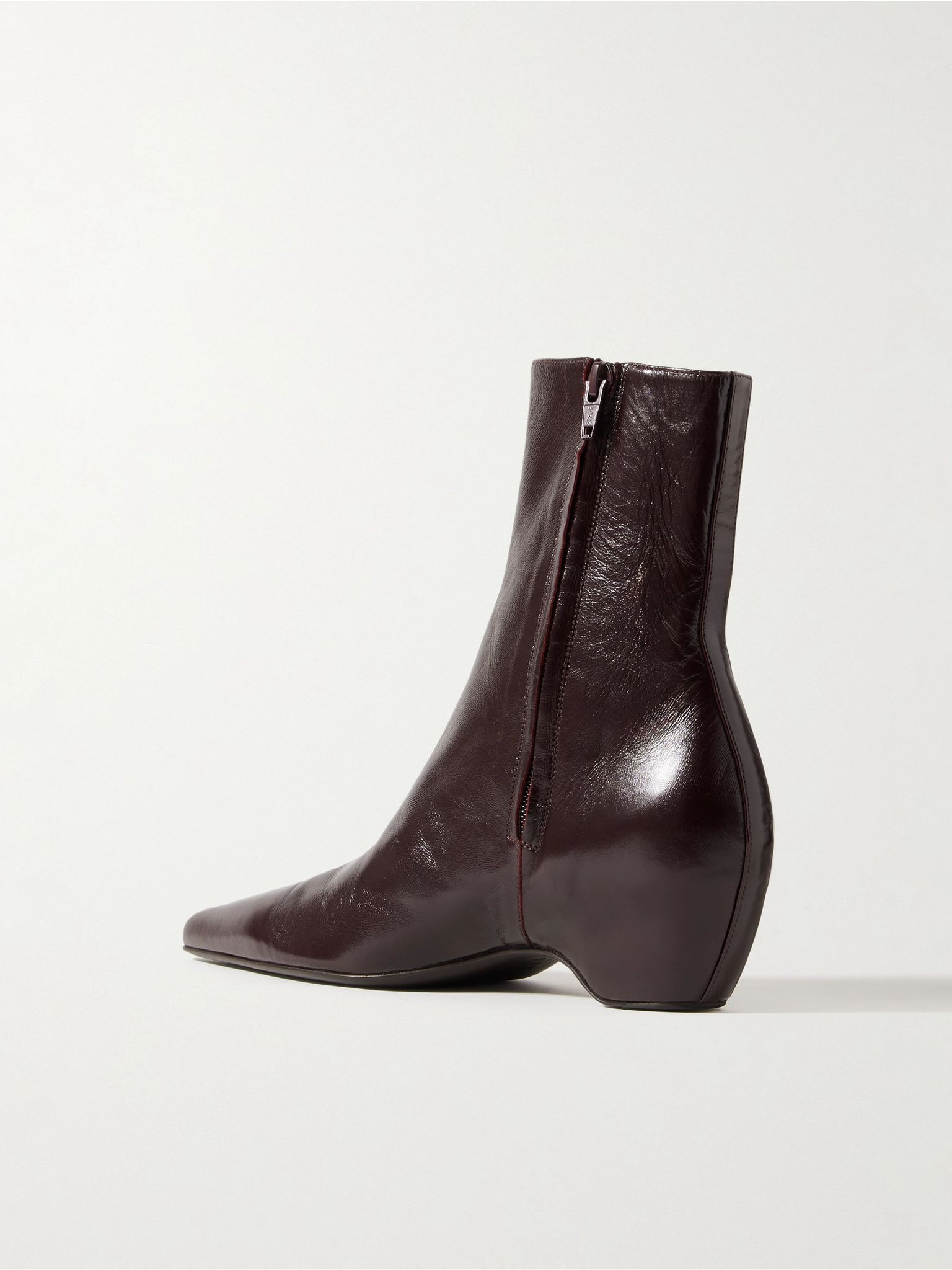 Sybil glossed-leather ankle boots Merlot - 3