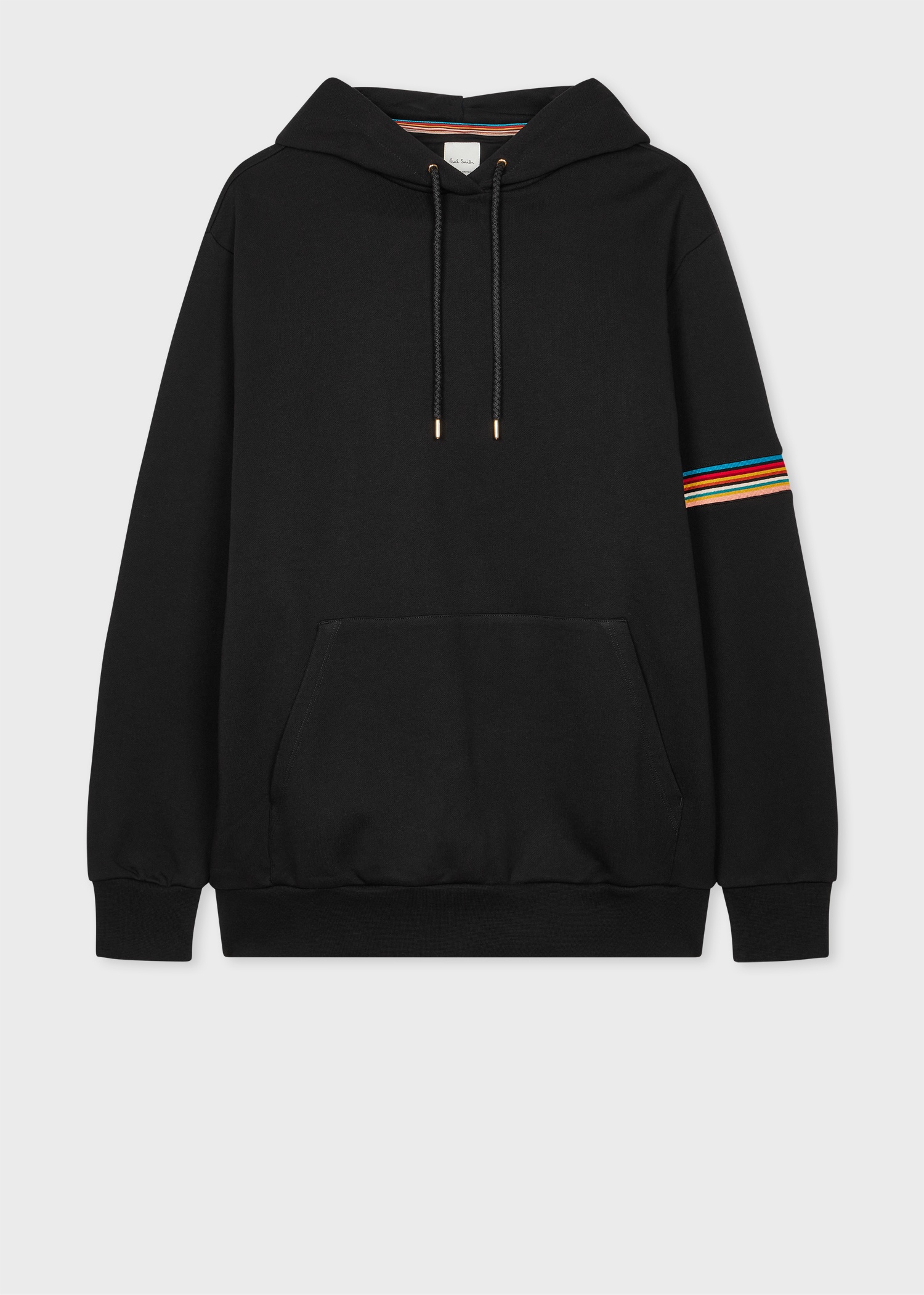 Black 'Signature Stripe' Trim Hoodie - 1