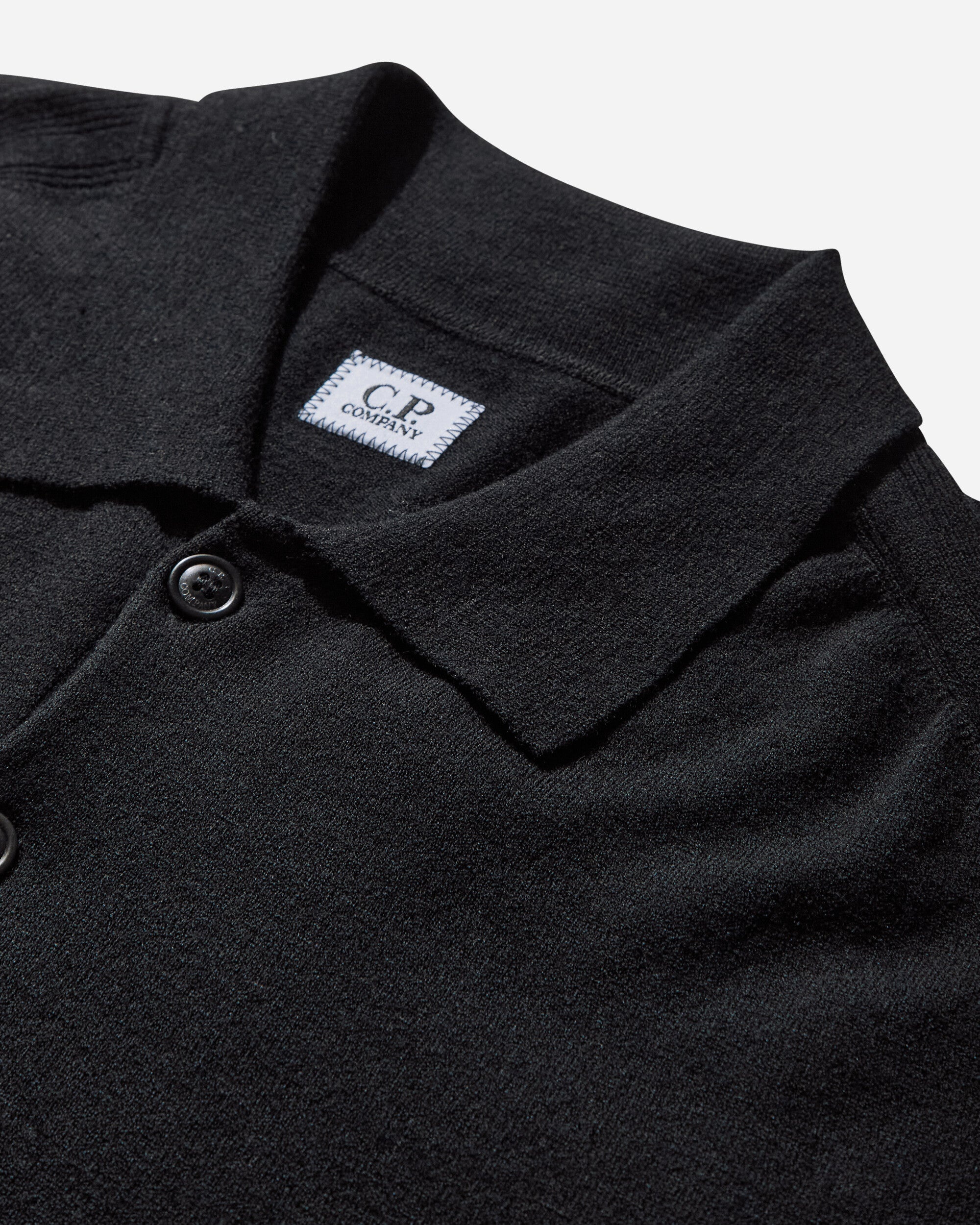 Men's Merino Wool Polo Knit Sweater Black - 3