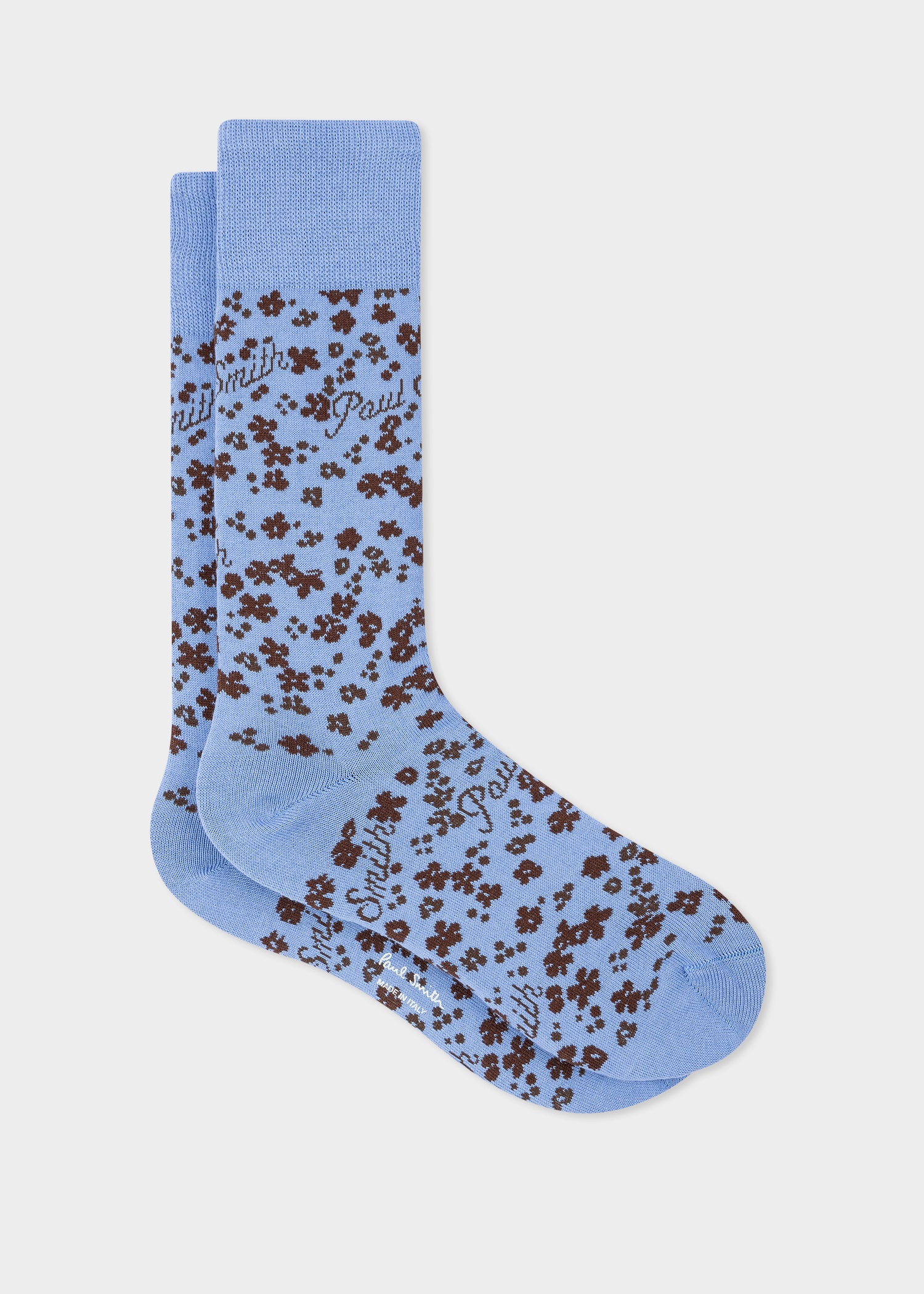 Sky Blue 'Logo Floral' Socks - 1