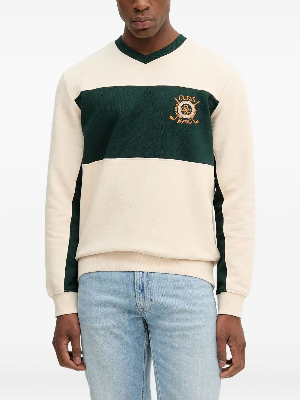 embroidered-logo V-neck sweatshirt - 1