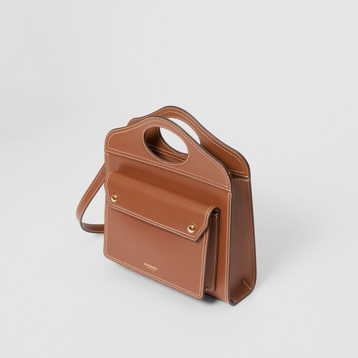Mini Topstitched Leather Pocket Bag - 4