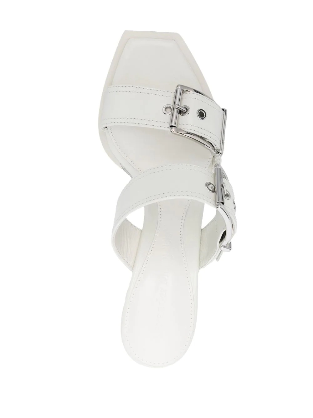 75mm leather buckled mules - 4