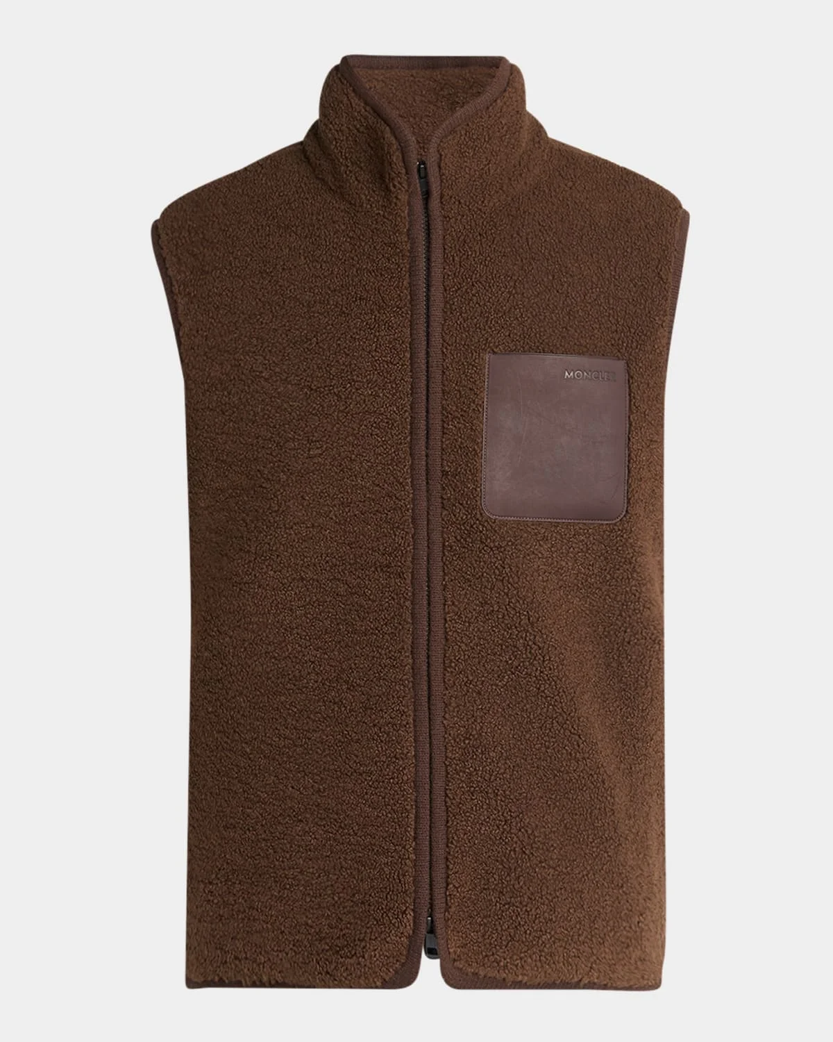 Men's Leather-Pocket Teddy Vest - 1