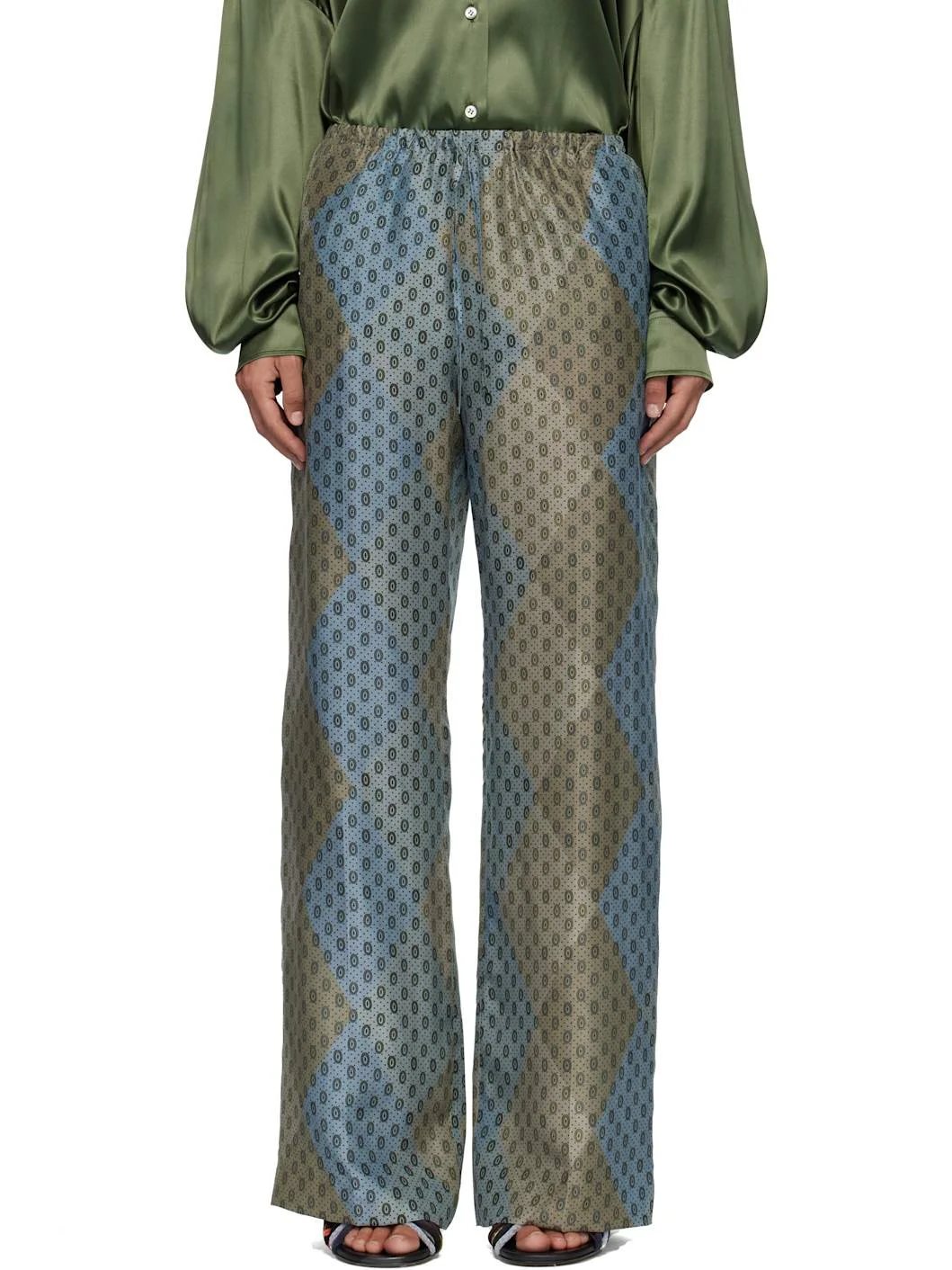 Blue & Gray Elasticated Trousers - 1