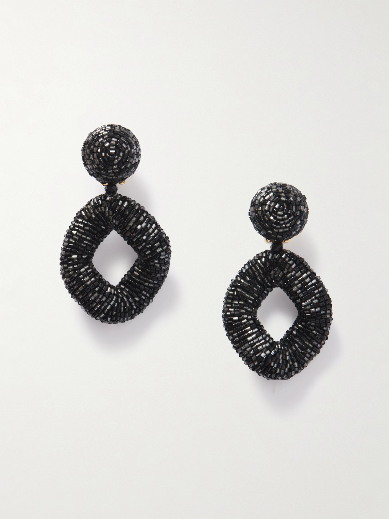 Gold-tone Beaded Clip Earrings - 1